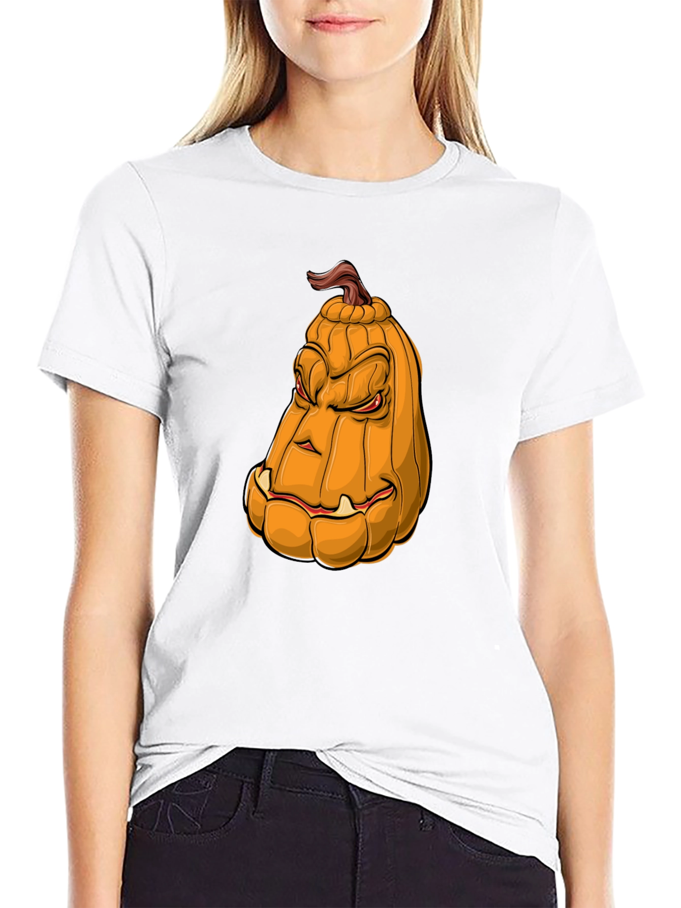 Mens Halloween Pumpkin Face Graphic Tee