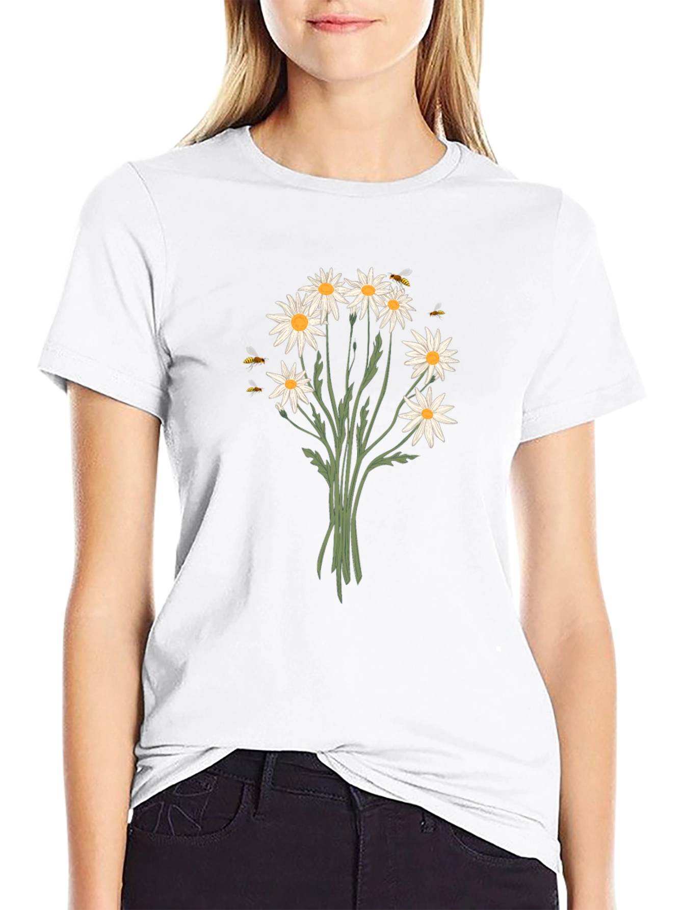 Daisy & Bee Graphic Black T-Shirt