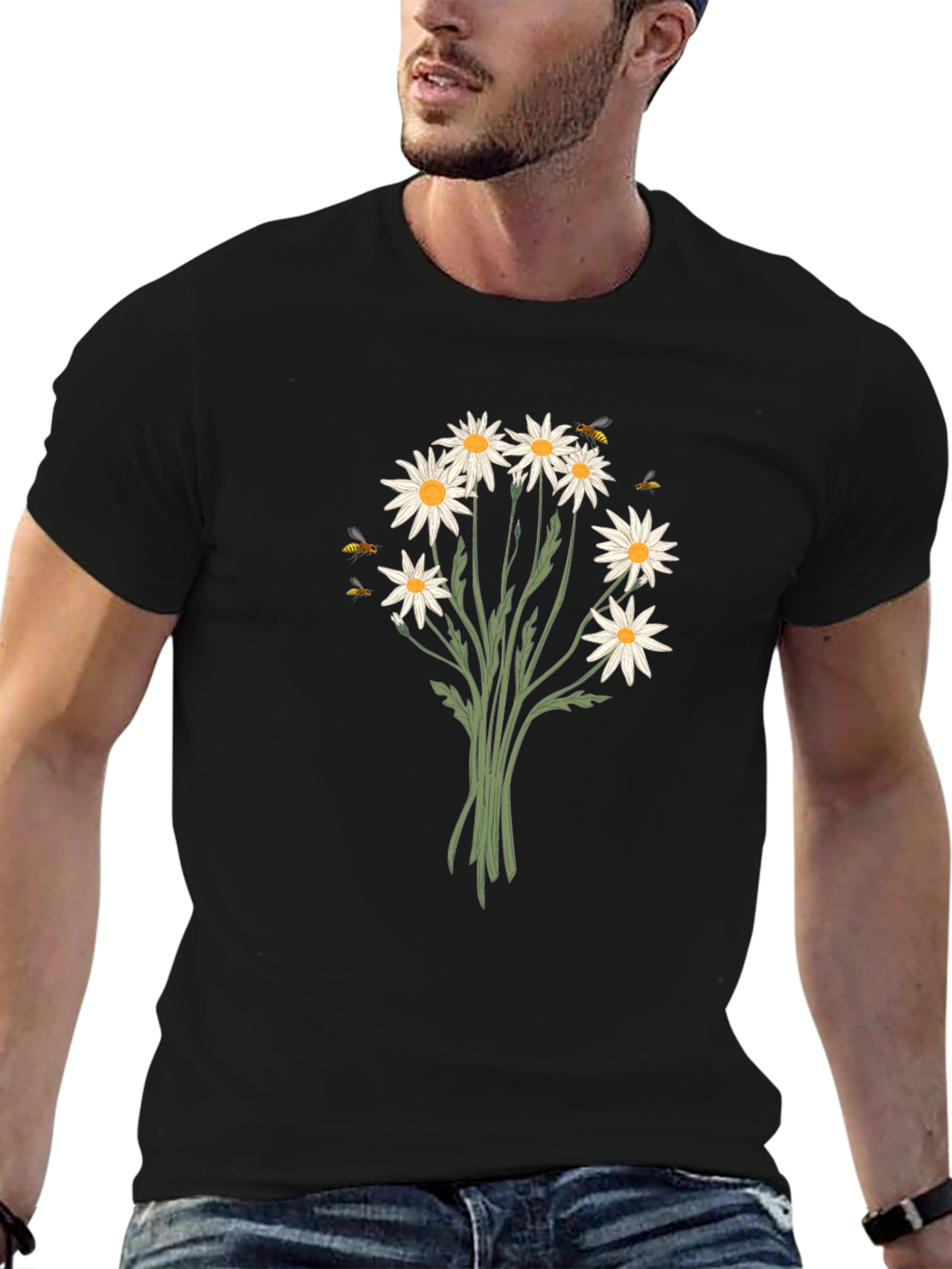 Daisy & Bee Graphic Black T-Shirt