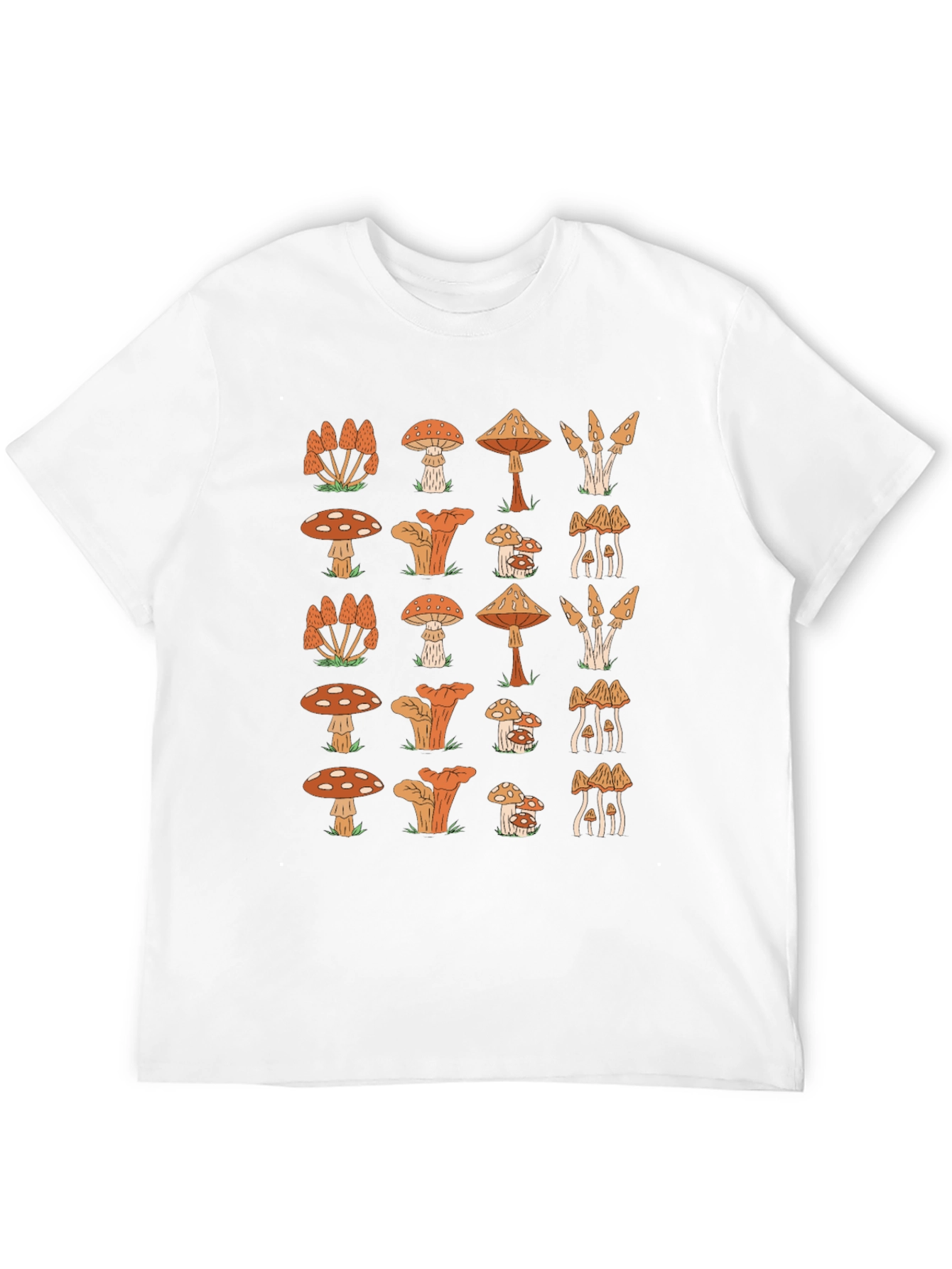 Funky Mushroom Pattern Black T-Shirt