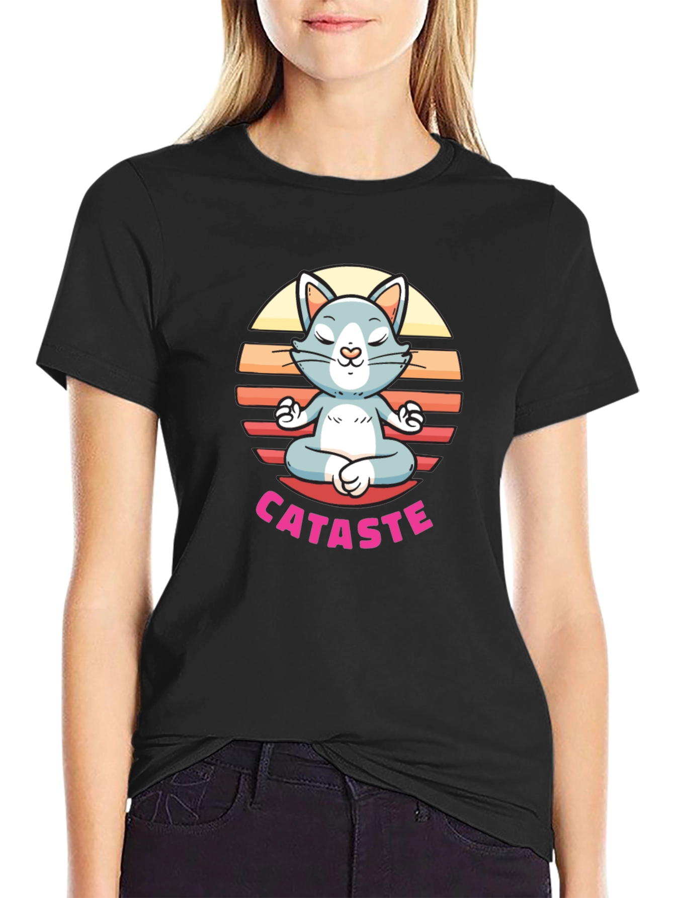 Cataste Yoga Cat T-Shirt - Meditating Feline Tee