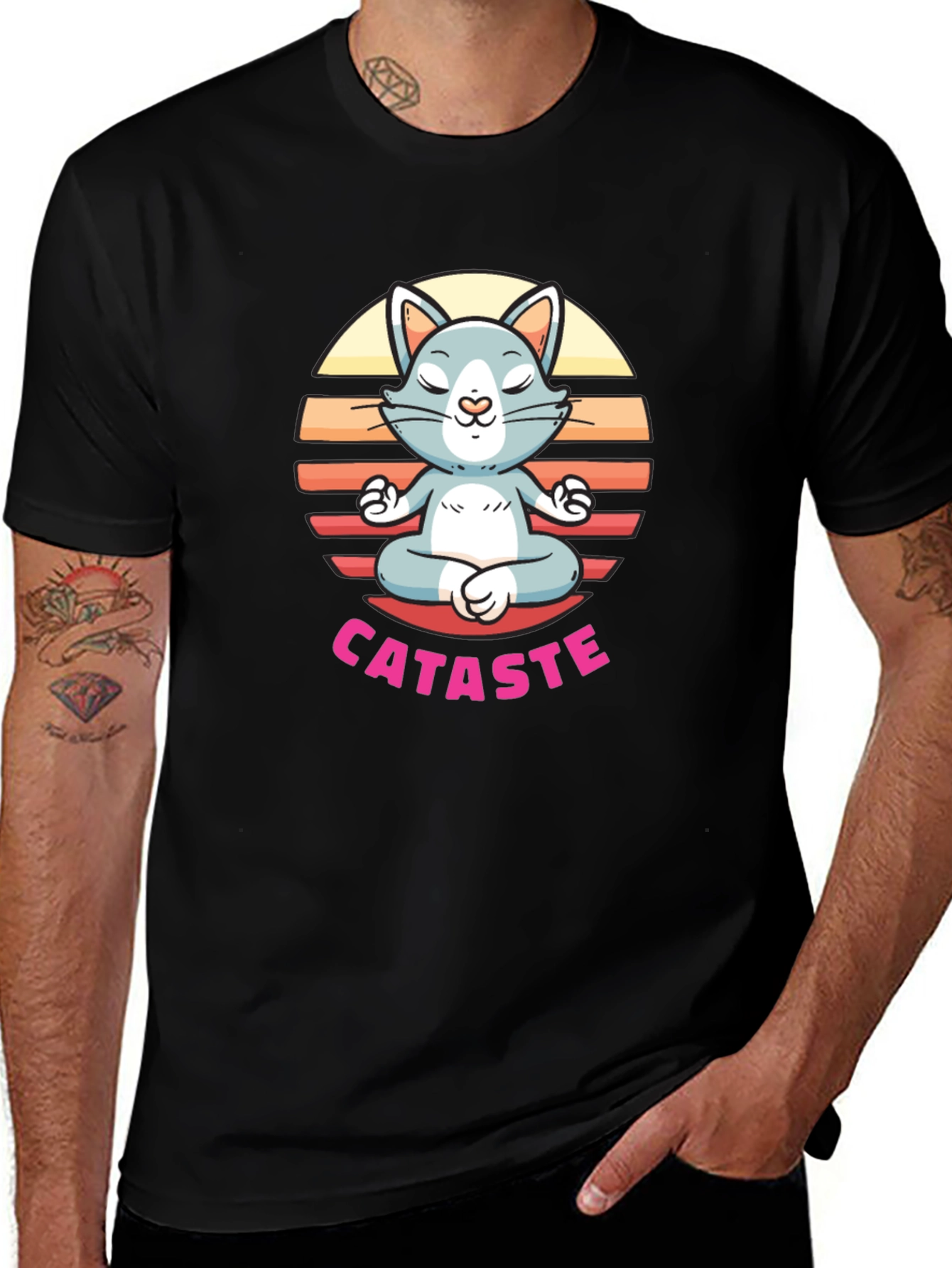 Cataste Yoga Cat T-Shirt - Meditating Feline Tee