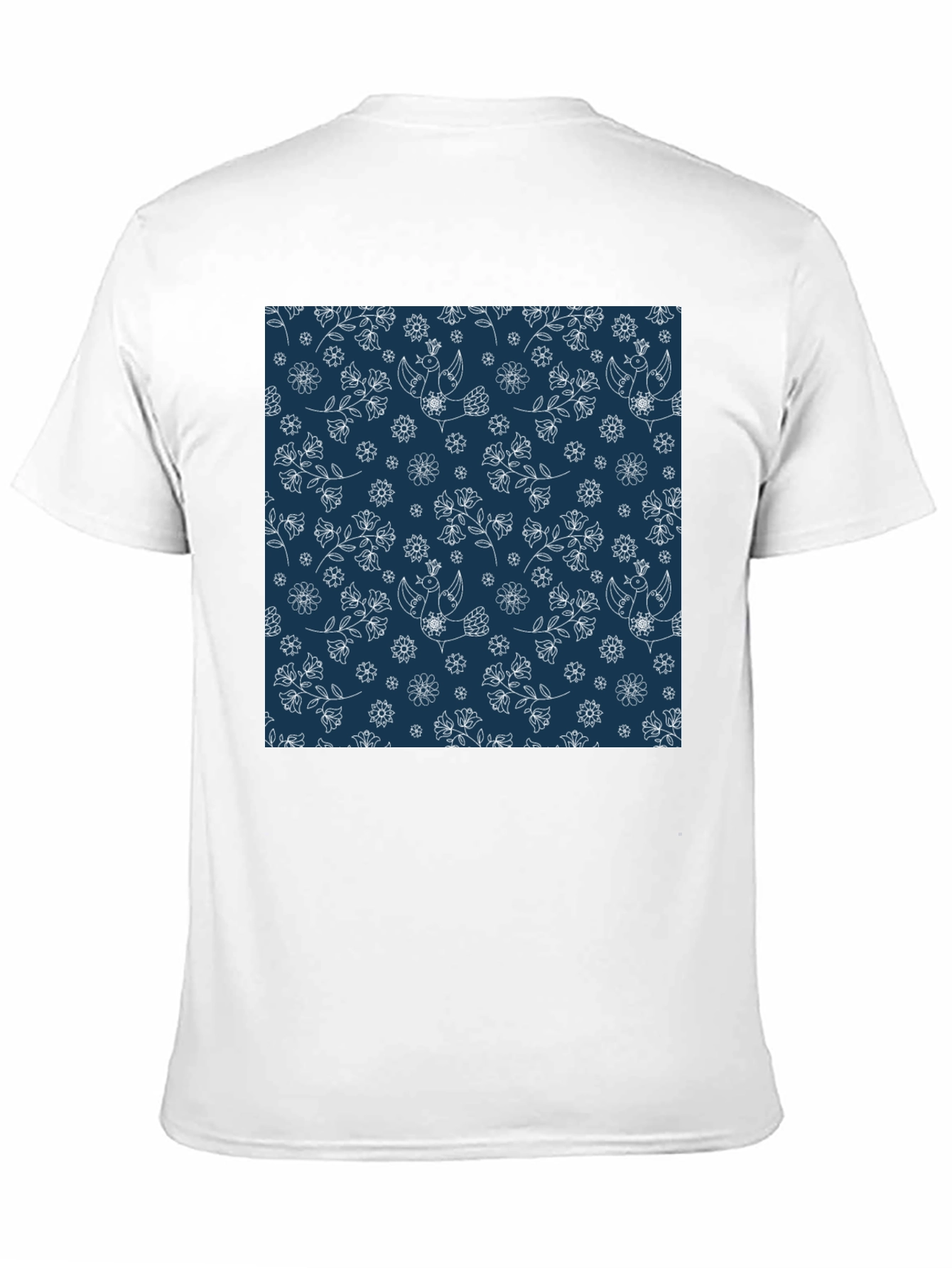 Floral Bird Print Black T-Shirt