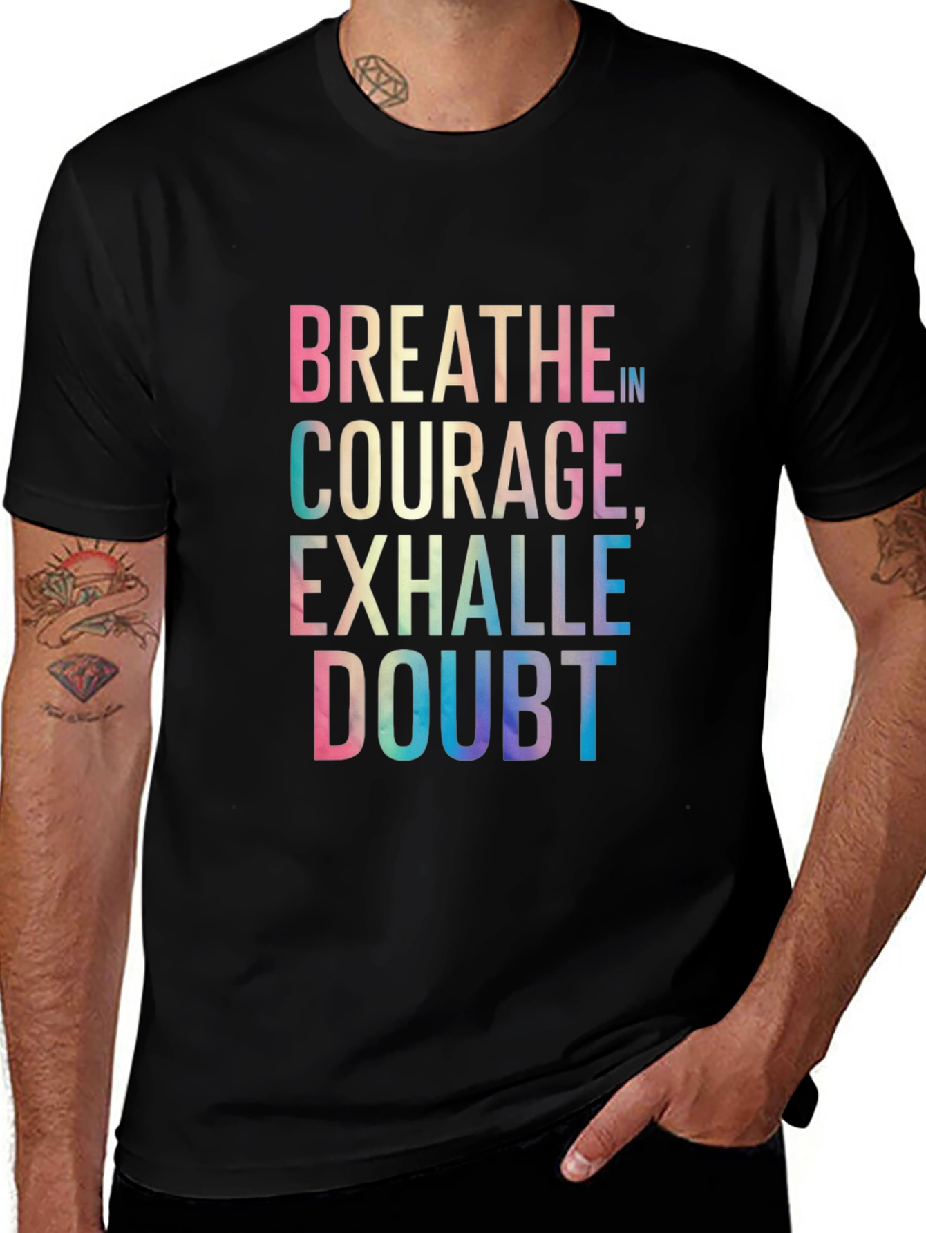 Breathe In Courage Graphic Tee - Black