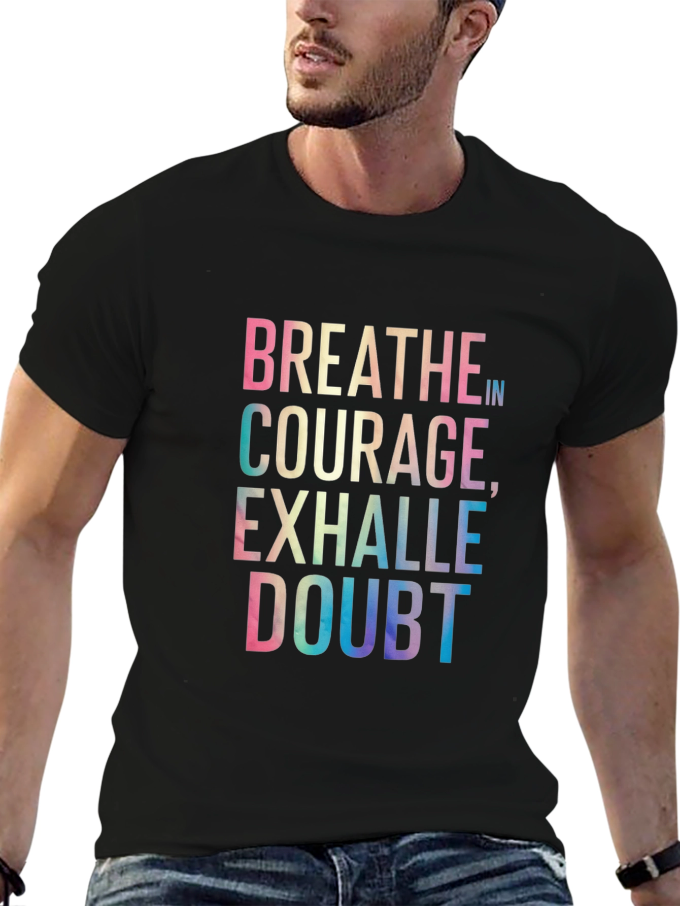 Breathe In Courage Graphic Tee - Black