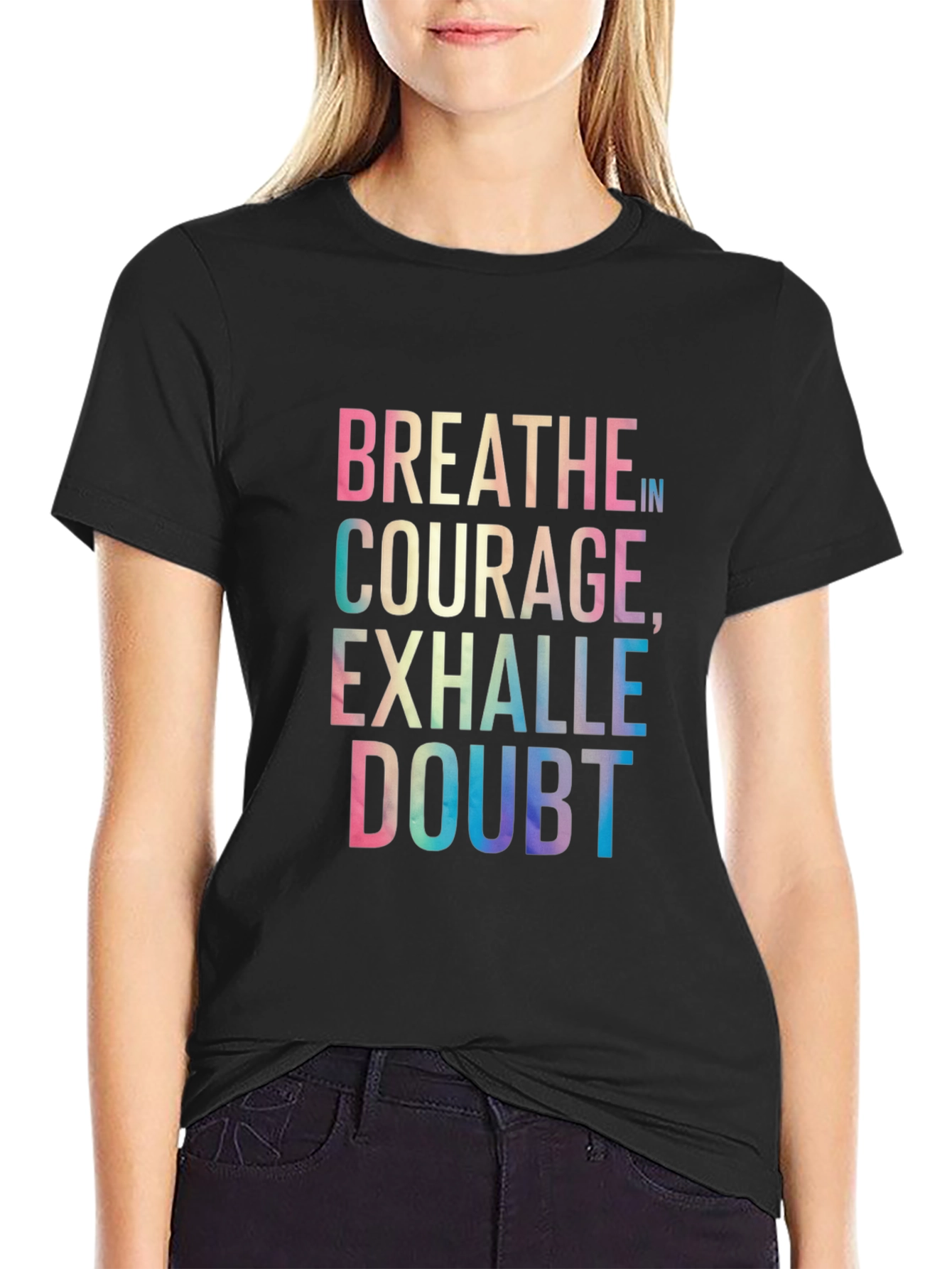 Breathe In Courage Graphic Tee - Black