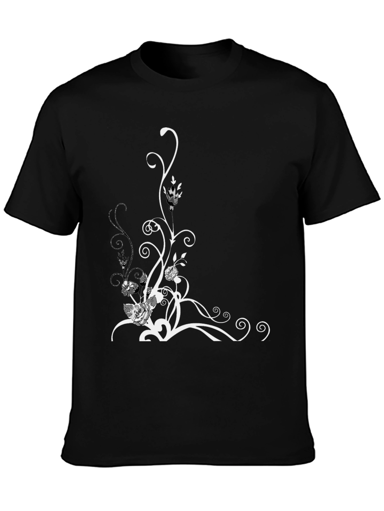 Black Floral Swirl Graphic Tee