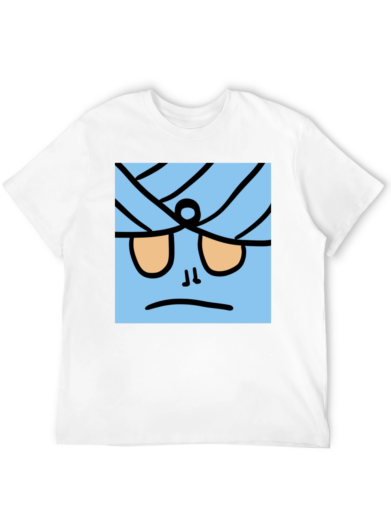 Funny Blue Cartoon Character Black T-Shirt