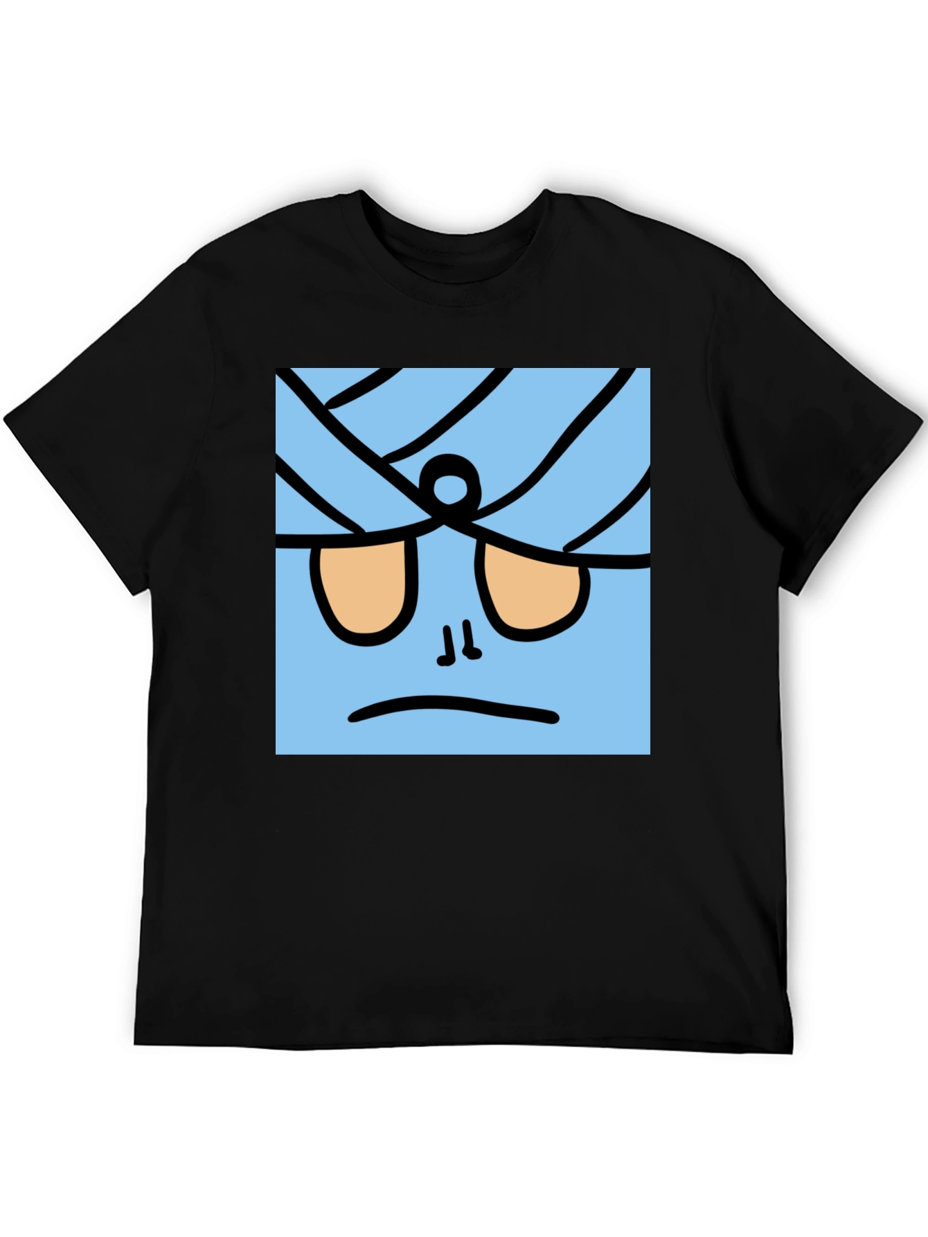 Funny Blue Cartoon Character Black T-Shirt