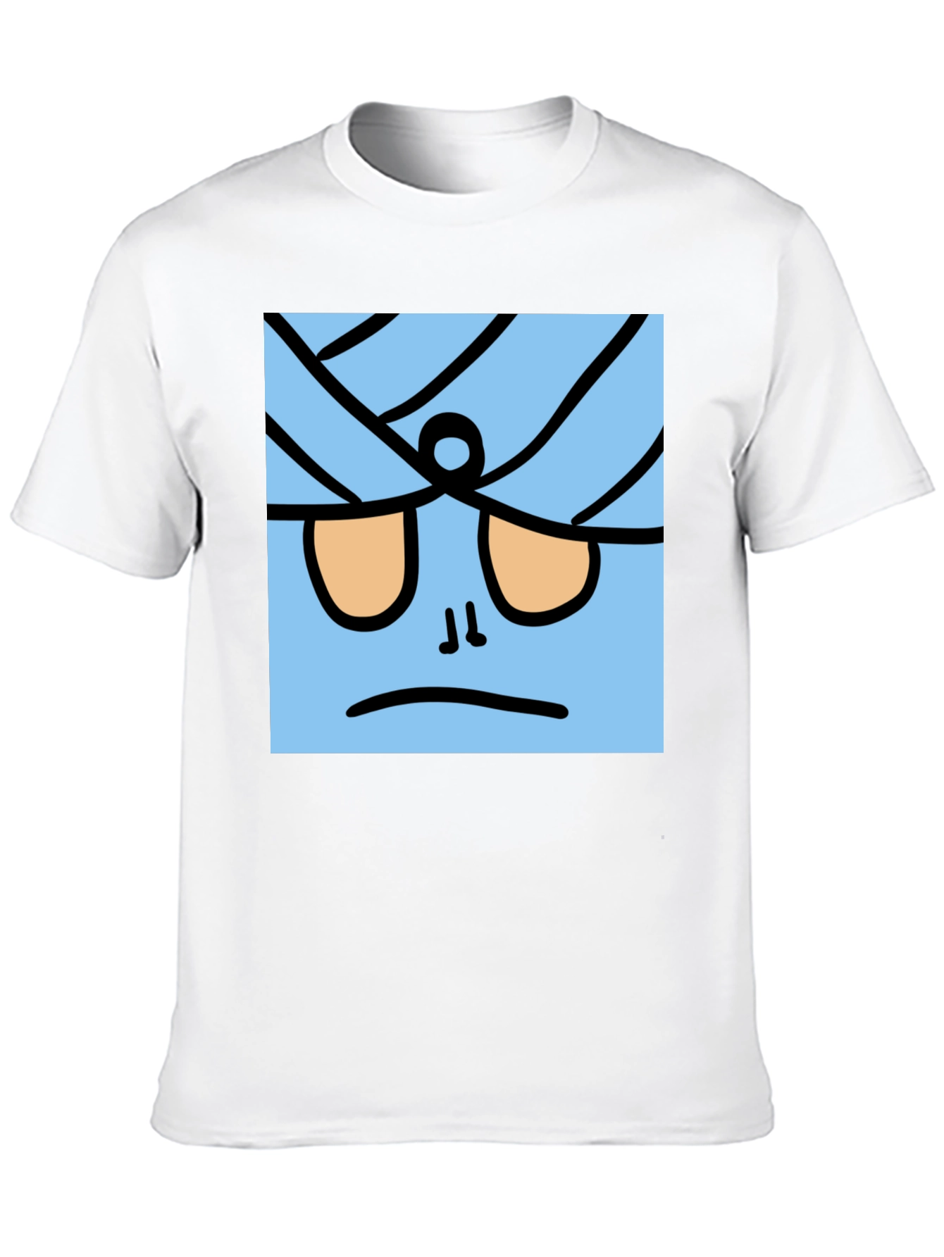 Funny Blue Cartoon Character Black T-Shirt