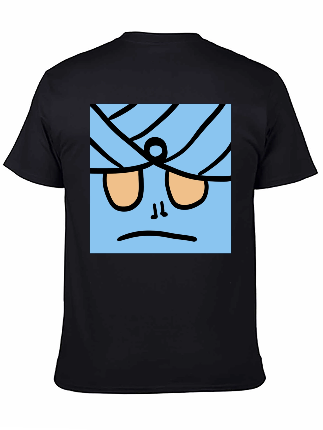 Funny Blue Cartoon Character Black T-Shirt