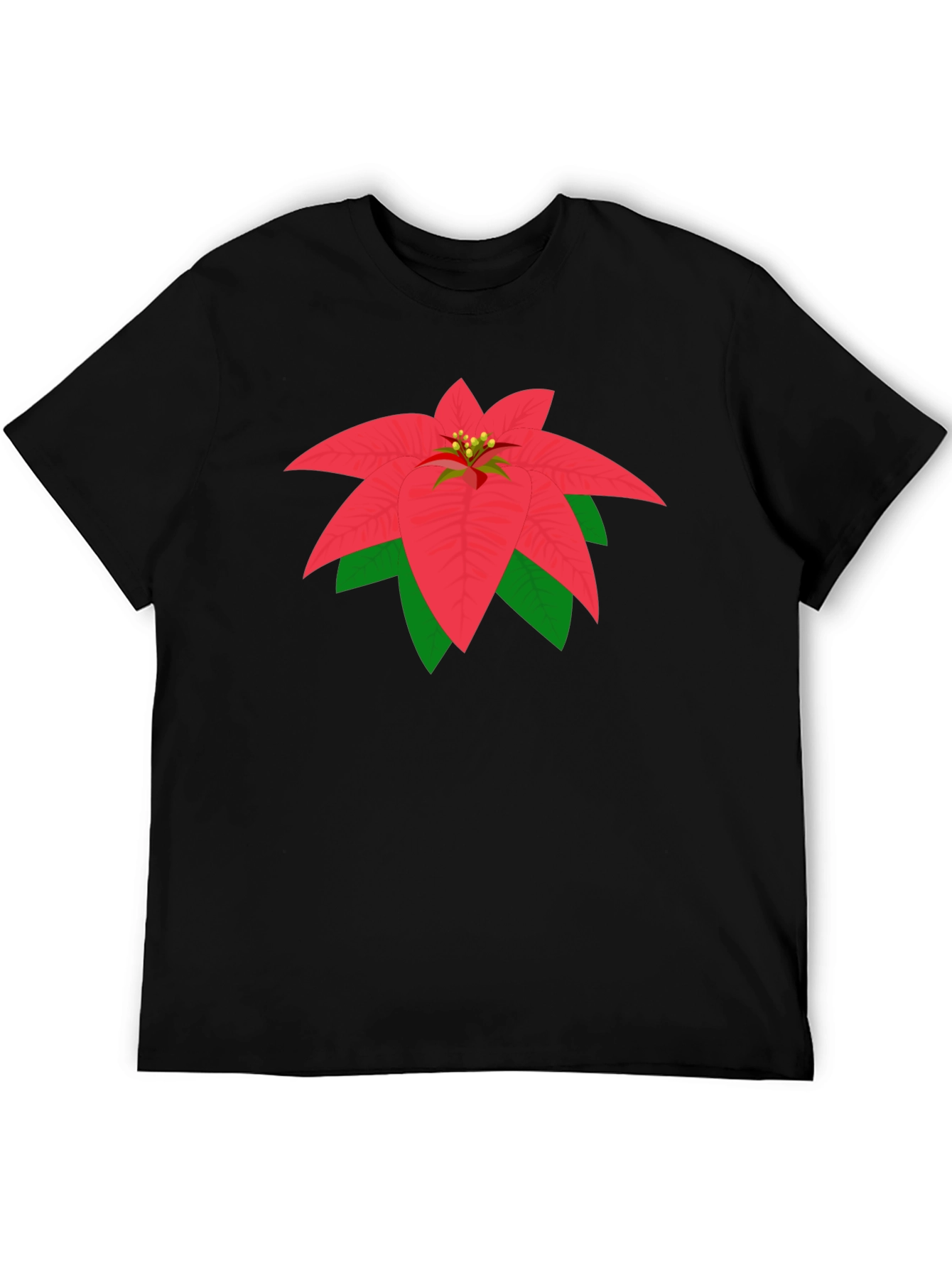 Poinsettia Graphic Tee - Black Cotton Blend