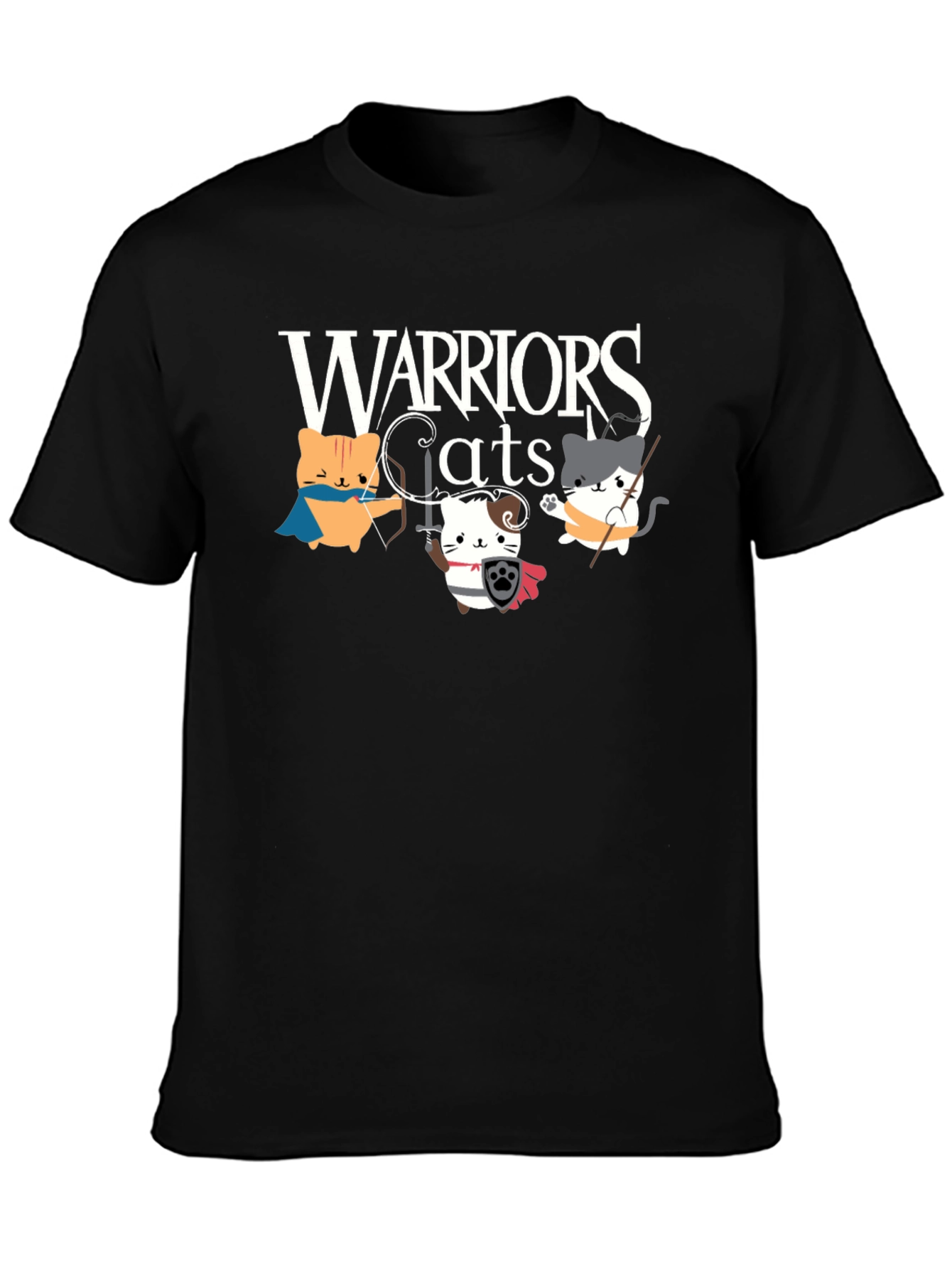 Warriors Cats Graphic T-Shirt - Black