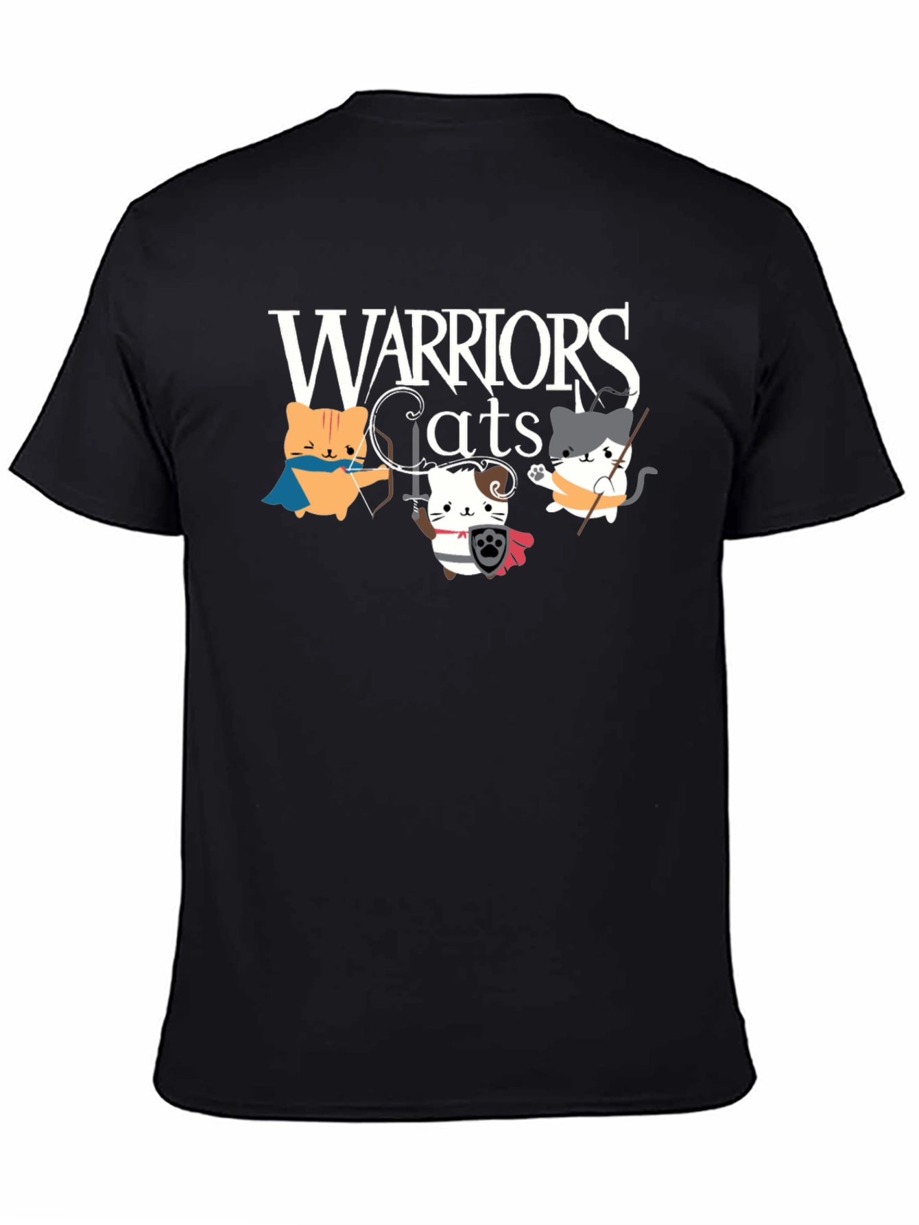 Warriors Cats Graphic T-Shirt - Black