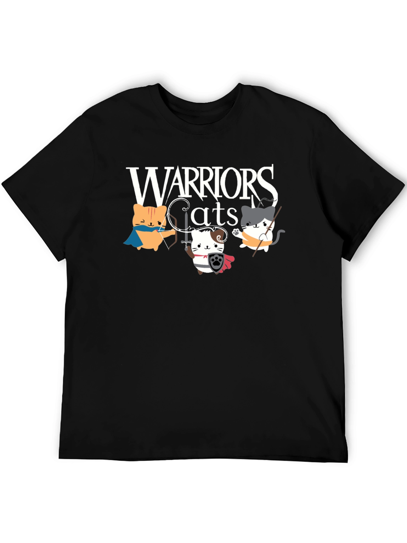 Warriors Cats Graphic T-Shirt - Black