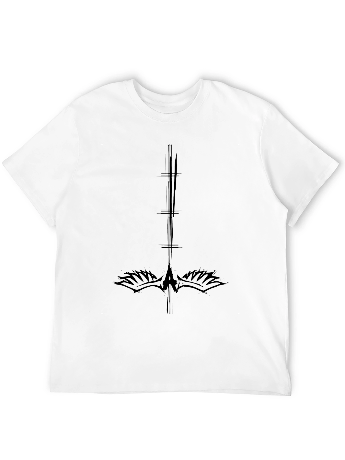 Mens Black Graphic Tee - Upside Down Cross Design