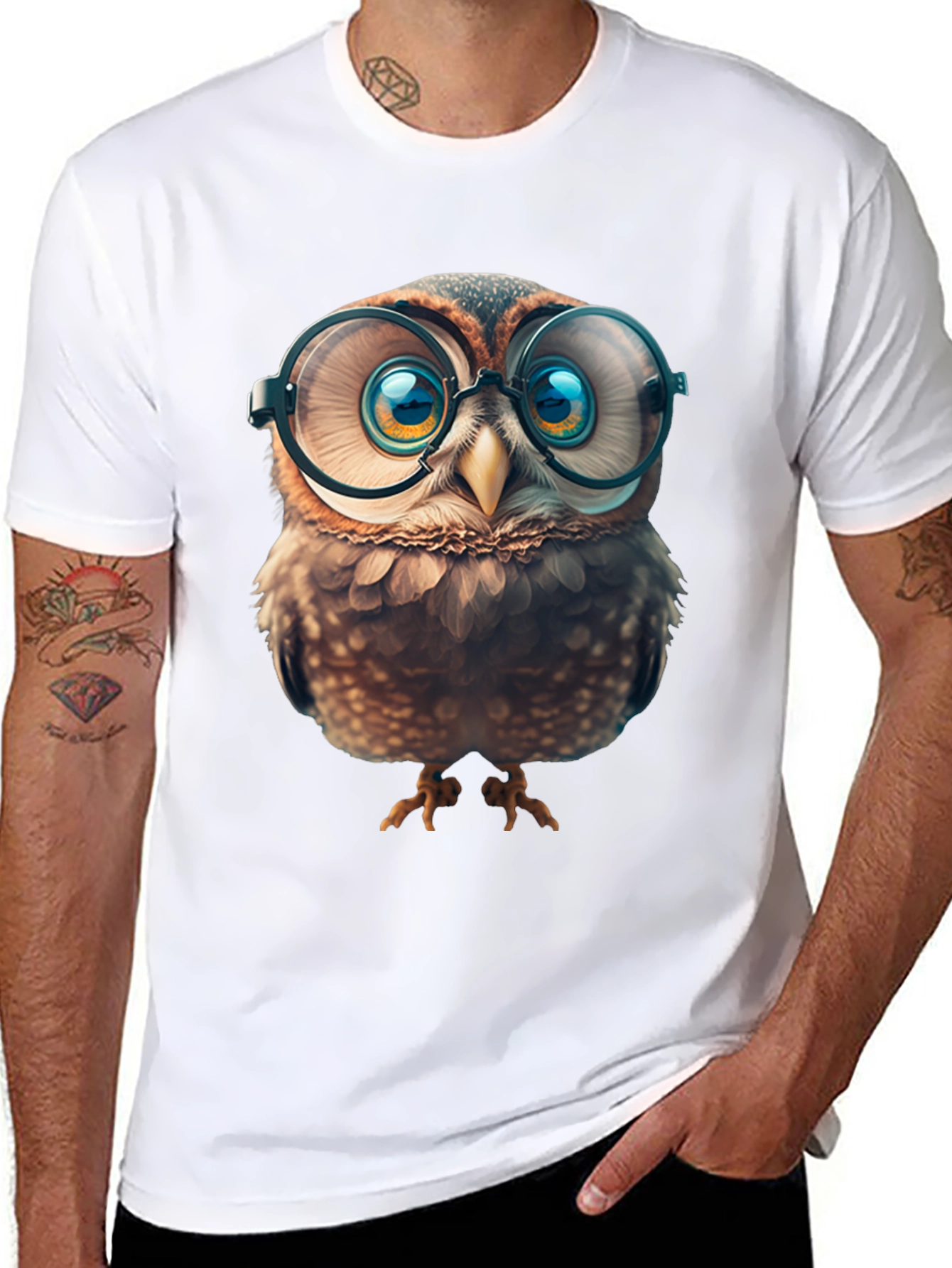Owl with Glasses T-Shirt - Funny Animal Graphic Tee