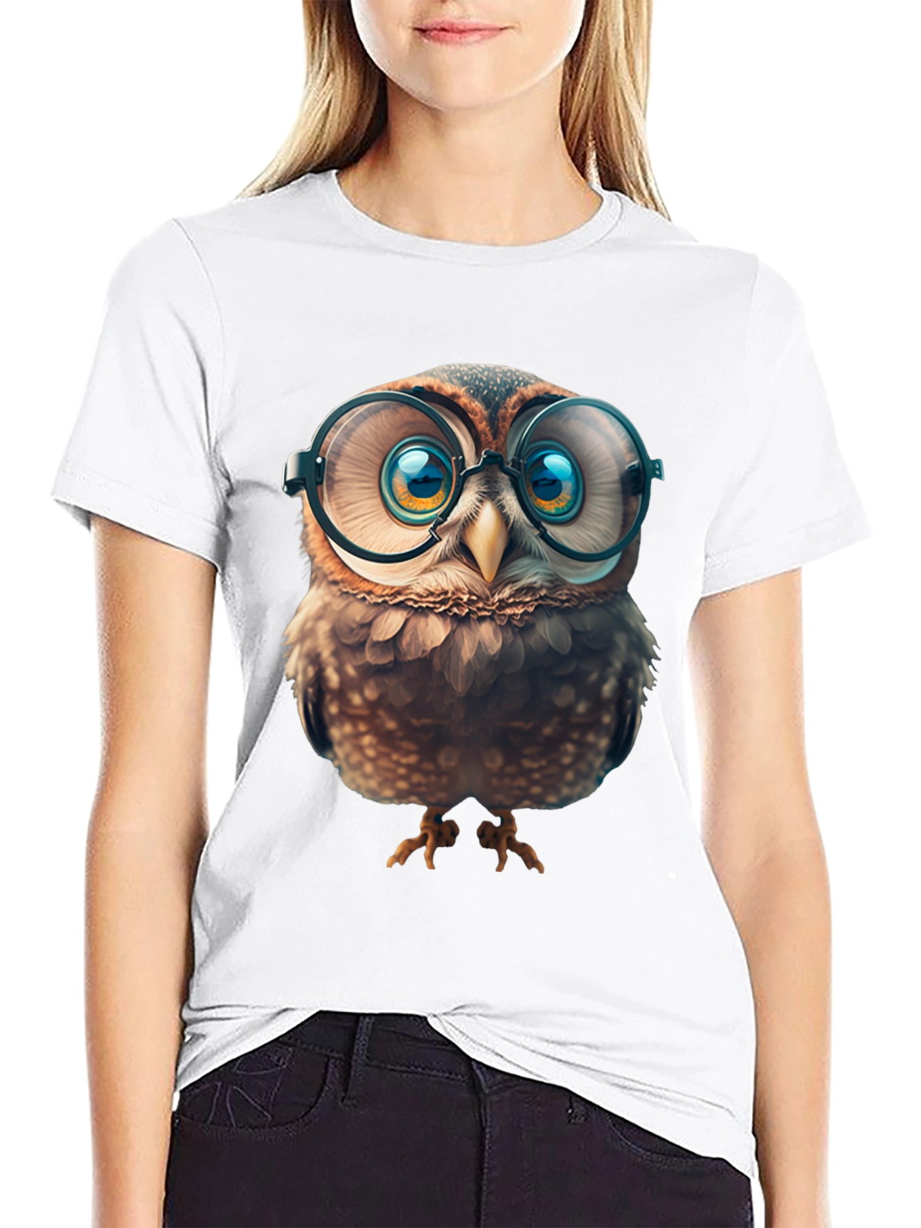 Owl with Glasses T-Shirt - Funny Animal Graphic Tee