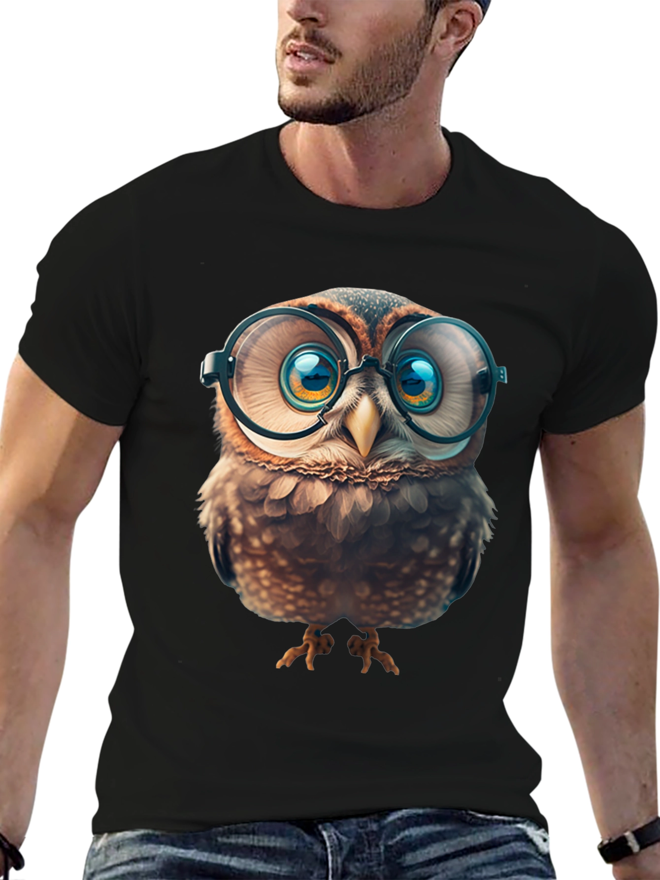Owl with Glasses T-Shirt - Funny Animal Graphic Tee