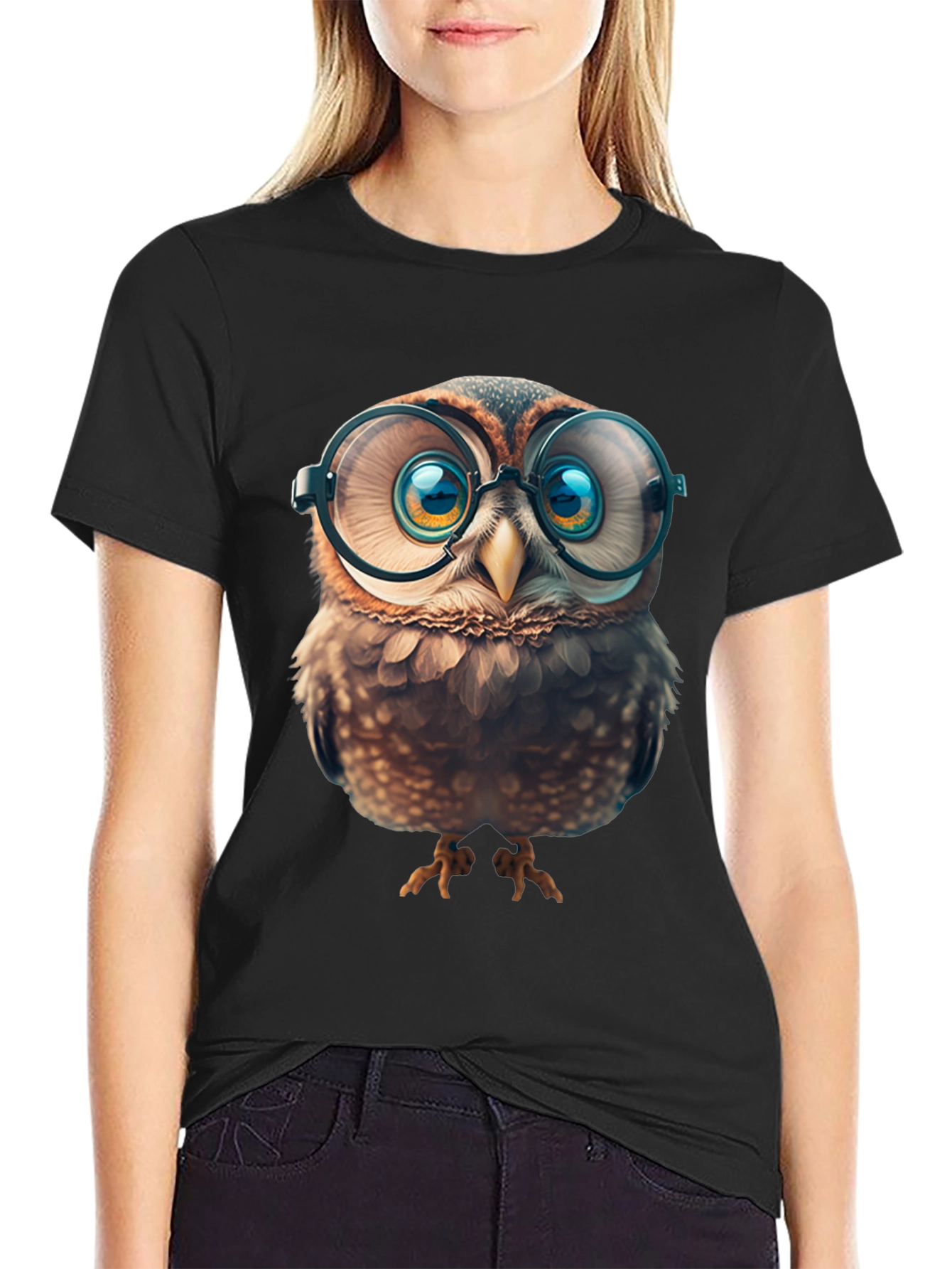 Owl with Glasses T-Shirt - Funny Animal Graphic Tee