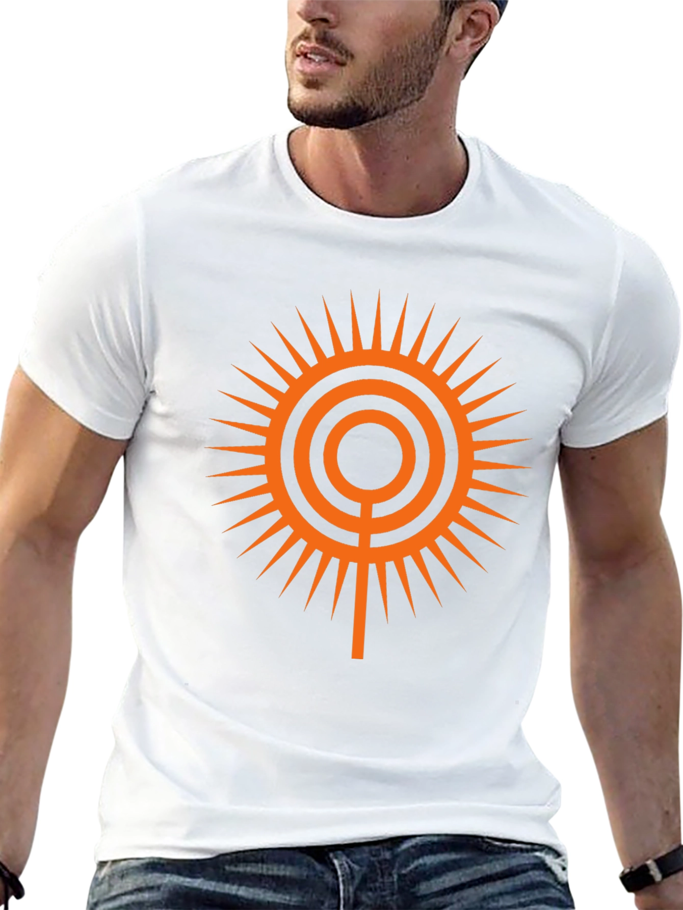 Geometric Sun Graphic Tee - Black
