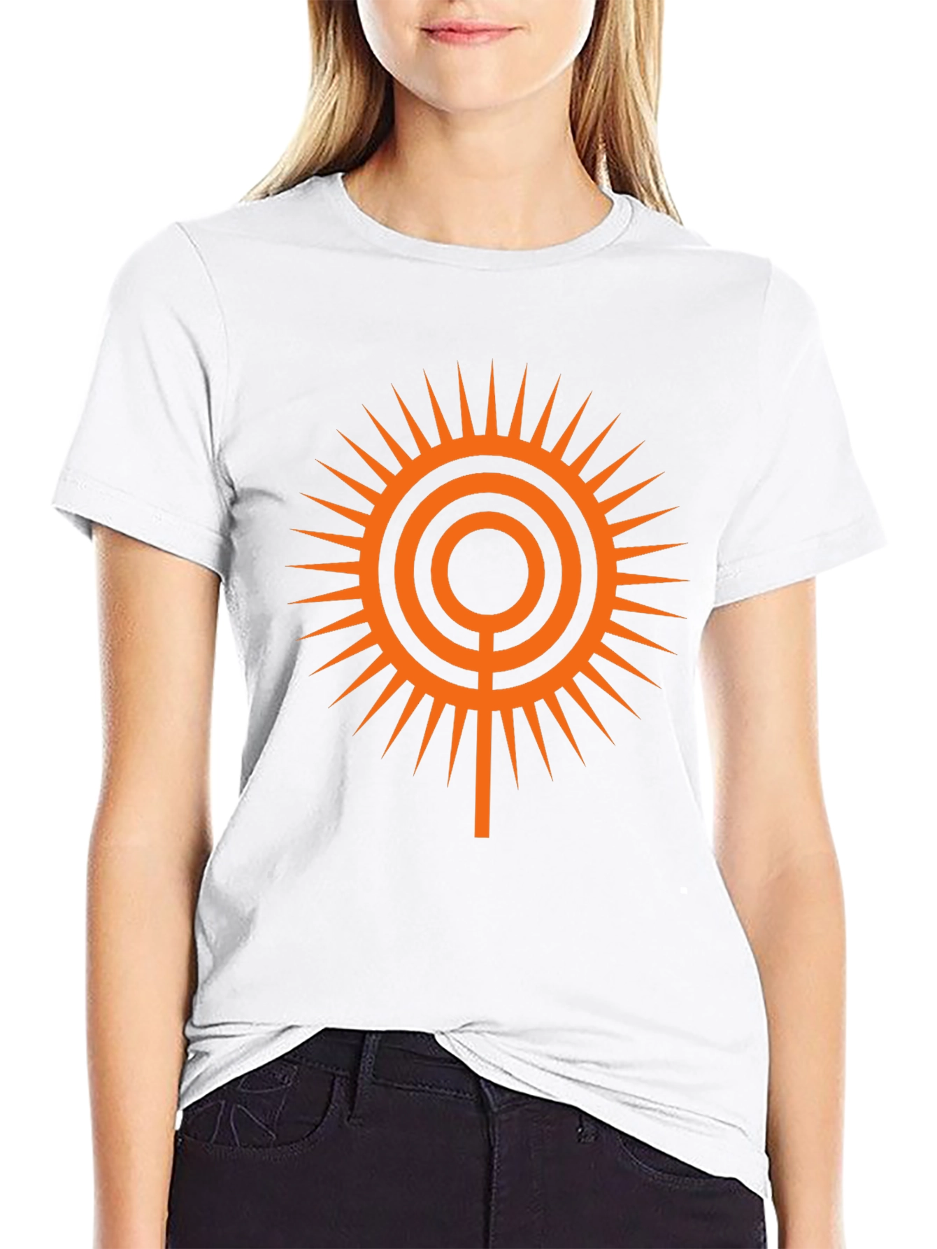 Geometric Sun Graphic Tee - Black