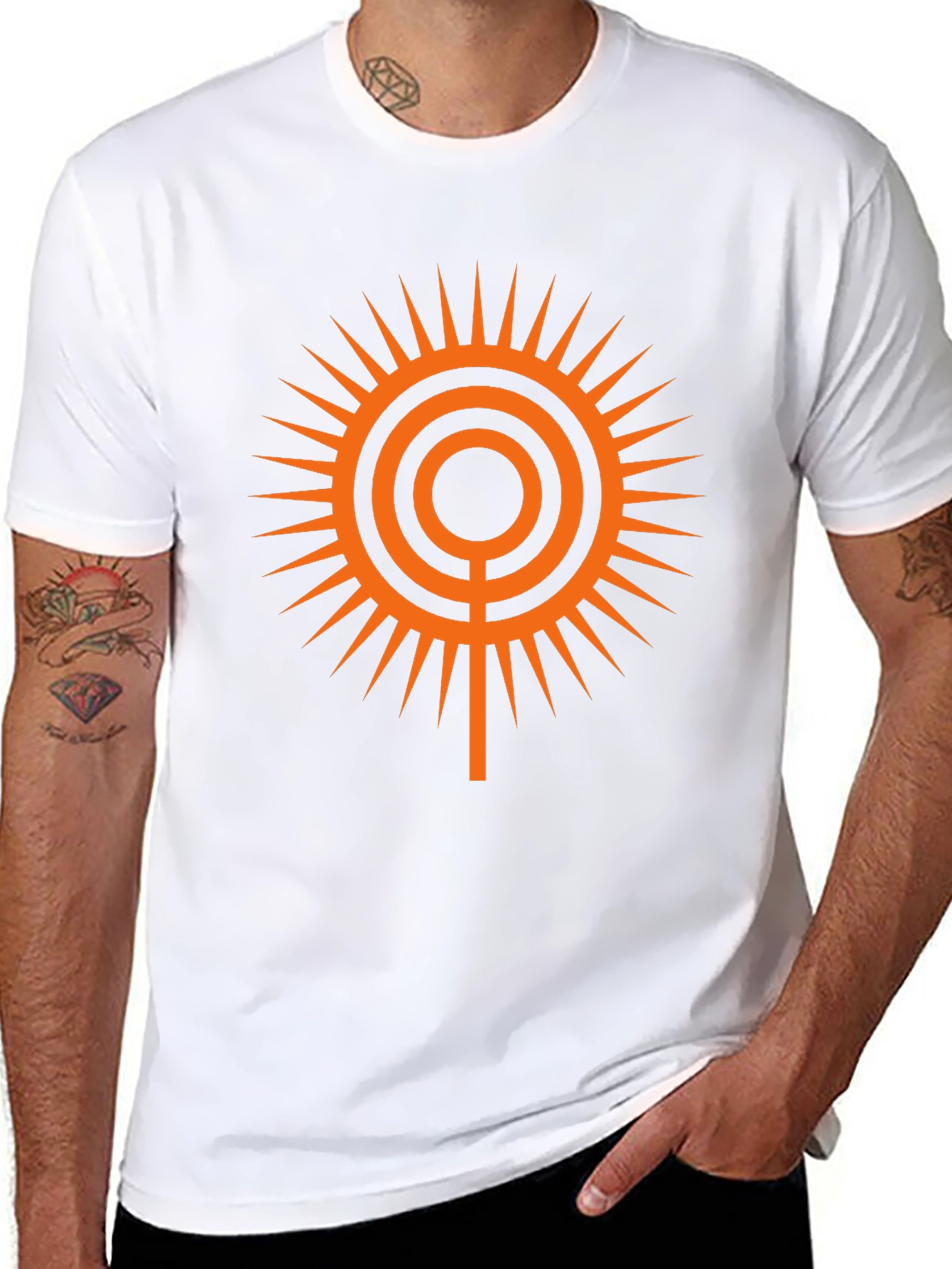 Geometric Sun Graphic Tee - Black