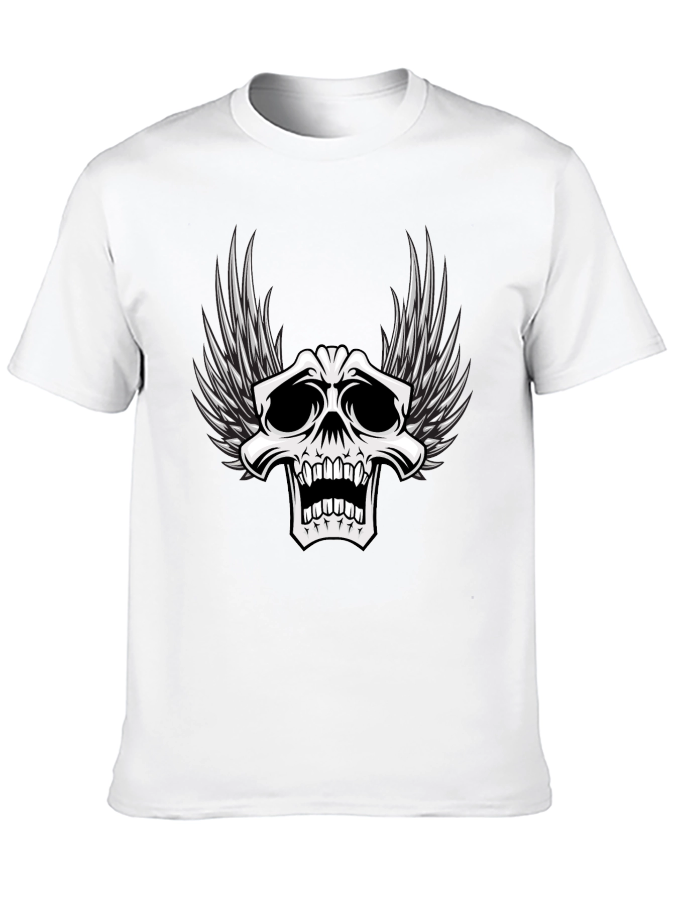Winged Skull Graphic T-Shirt - Black