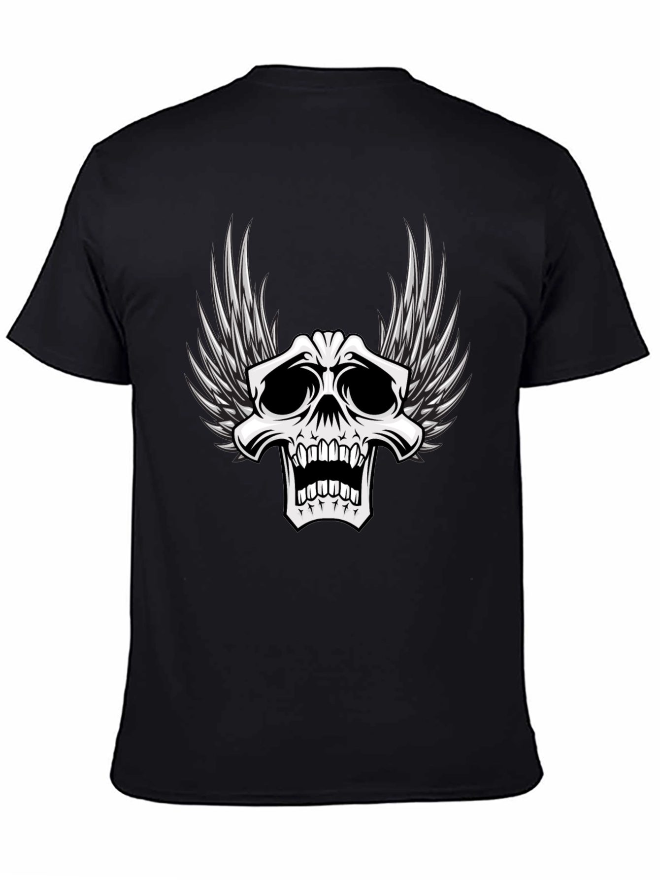 Winged Skull Graphic T-Shirt - Black