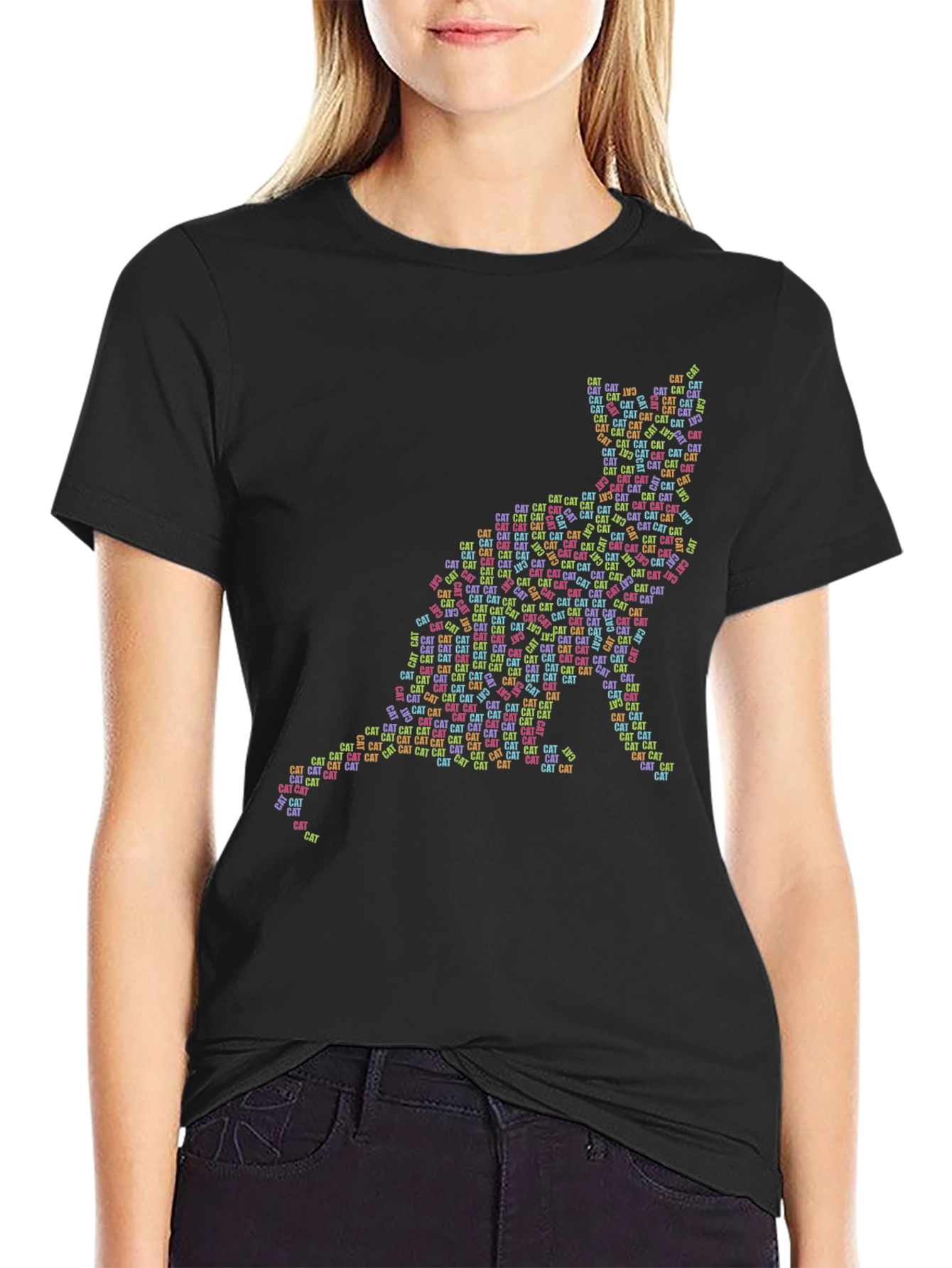 Cat Silhouette Word Art T-Shirt