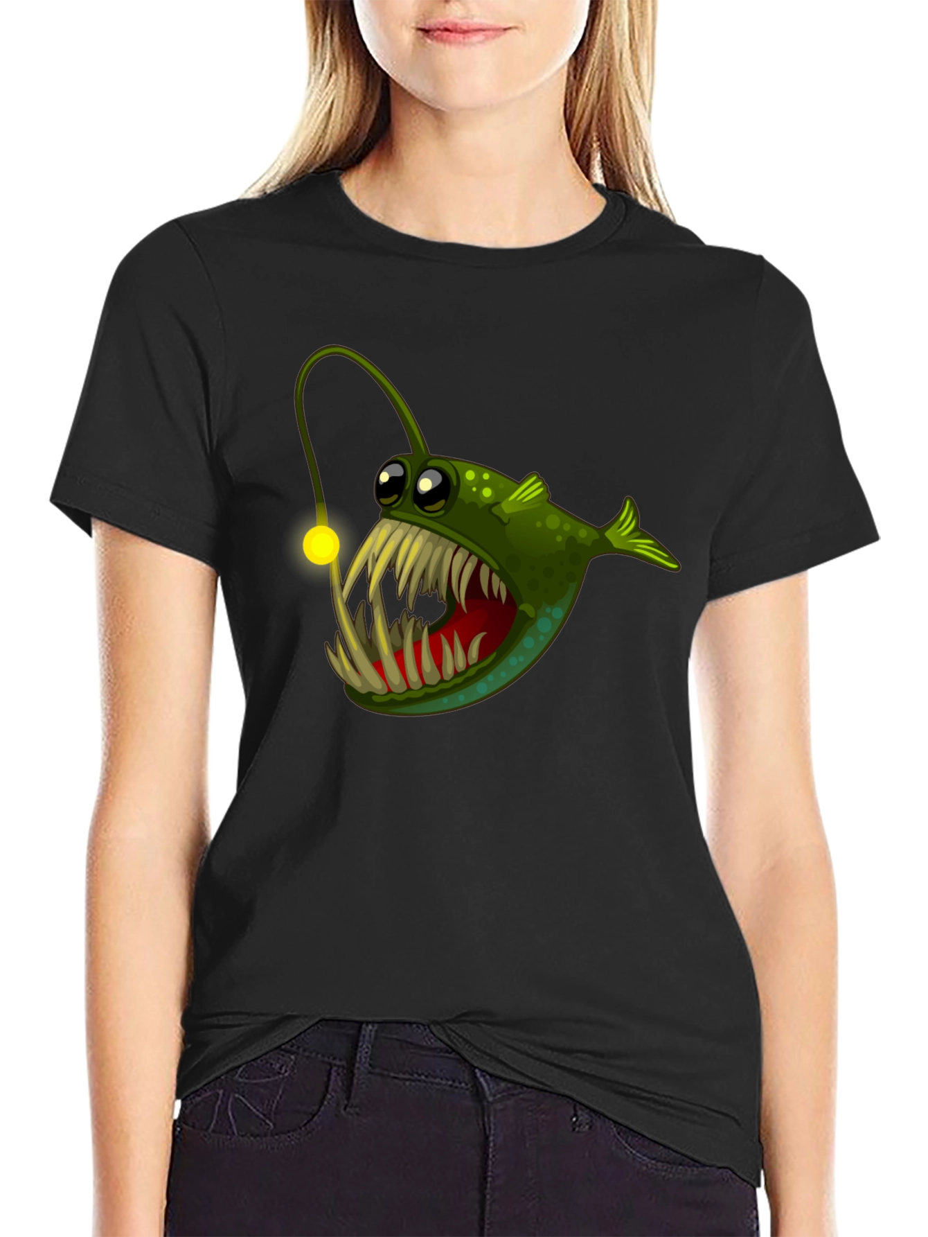 Angler Fish Graphic Tee - Unique Cartoon Design