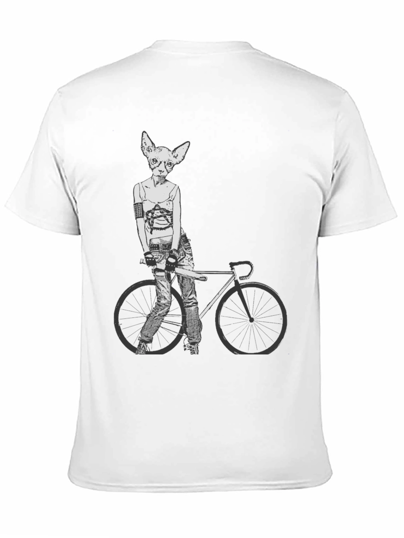 Unique Cat Biker Graphic Tee - Black