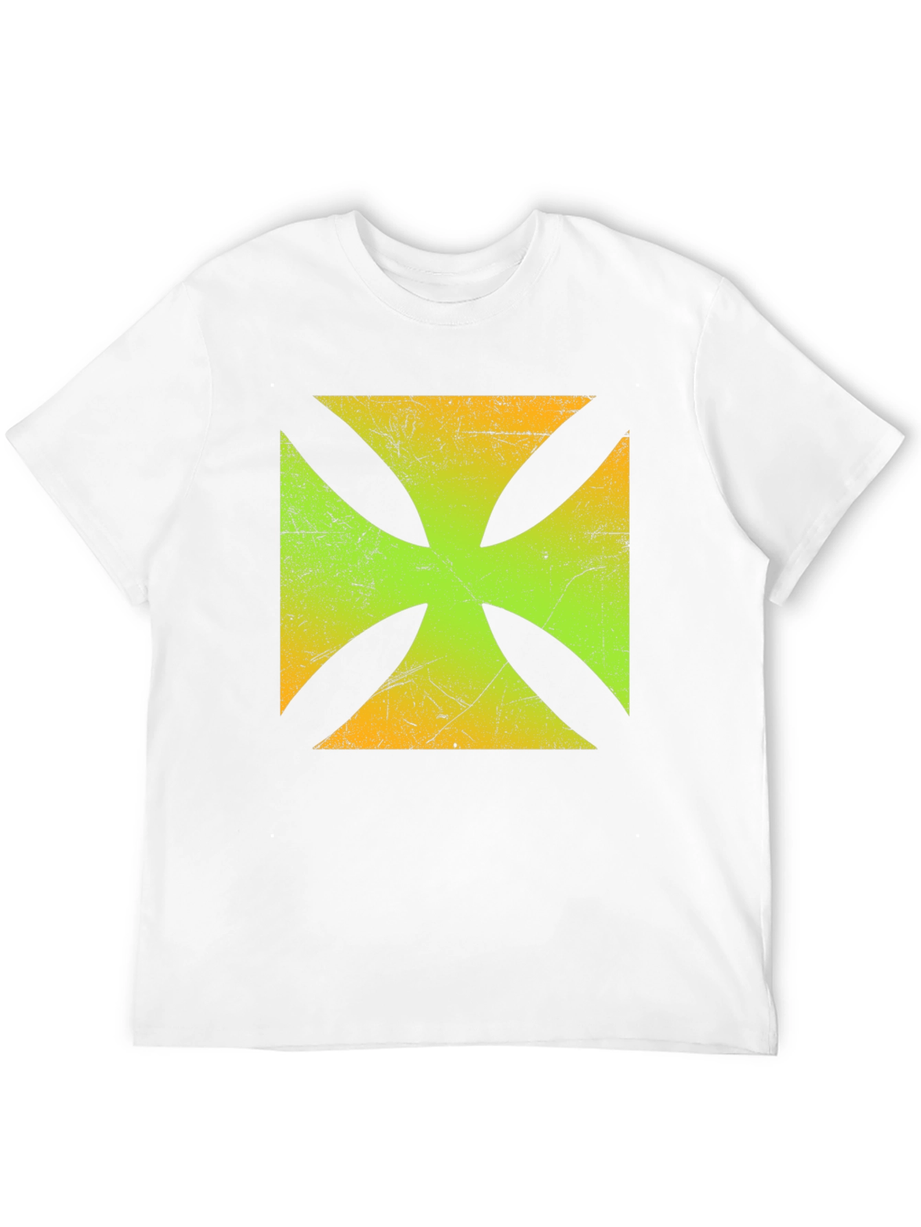 Distressed Malteser Cross Graphic T-Shirt - Black