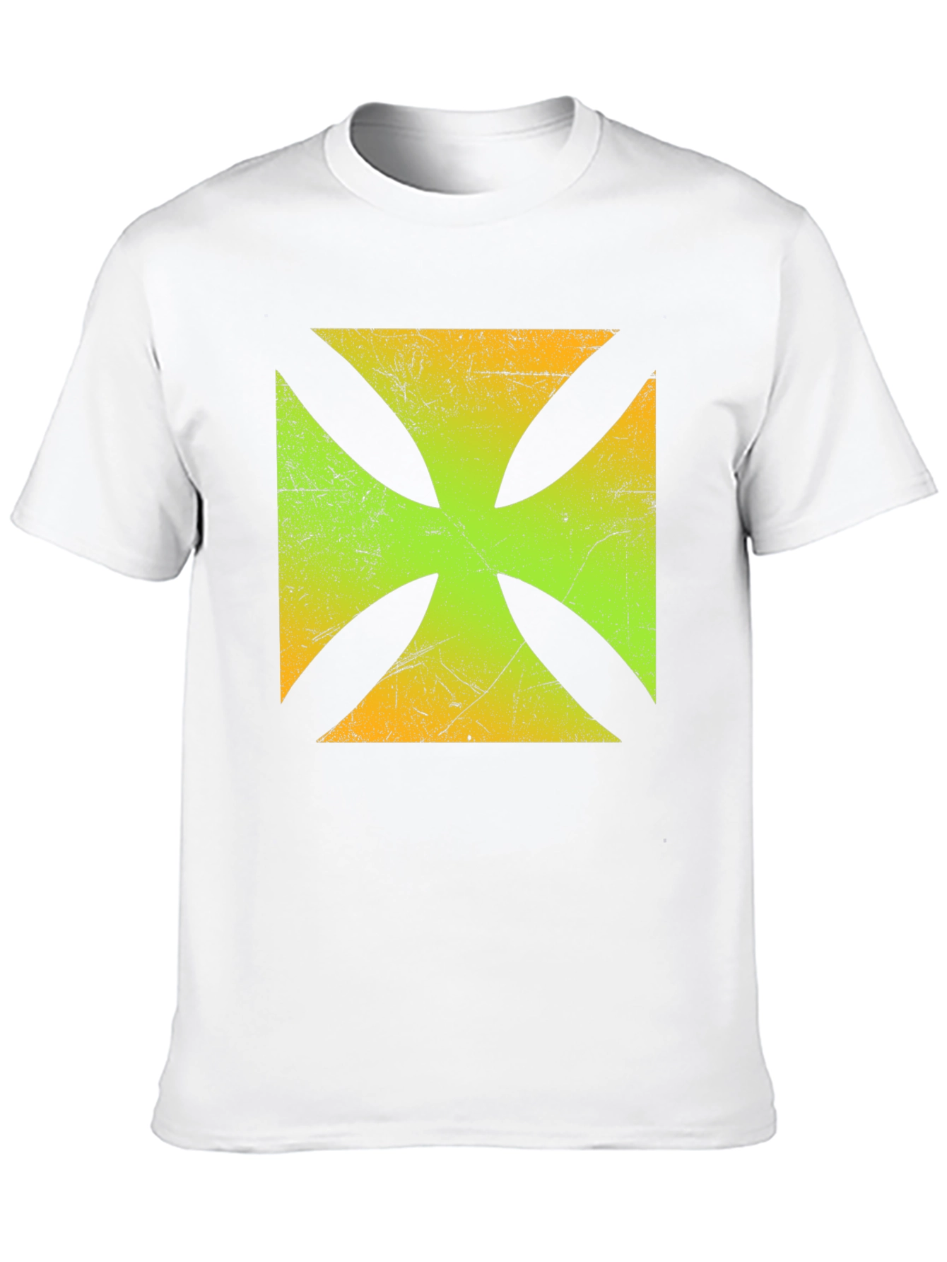 Distressed Malteser Cross Graphic T-Shirt - Black