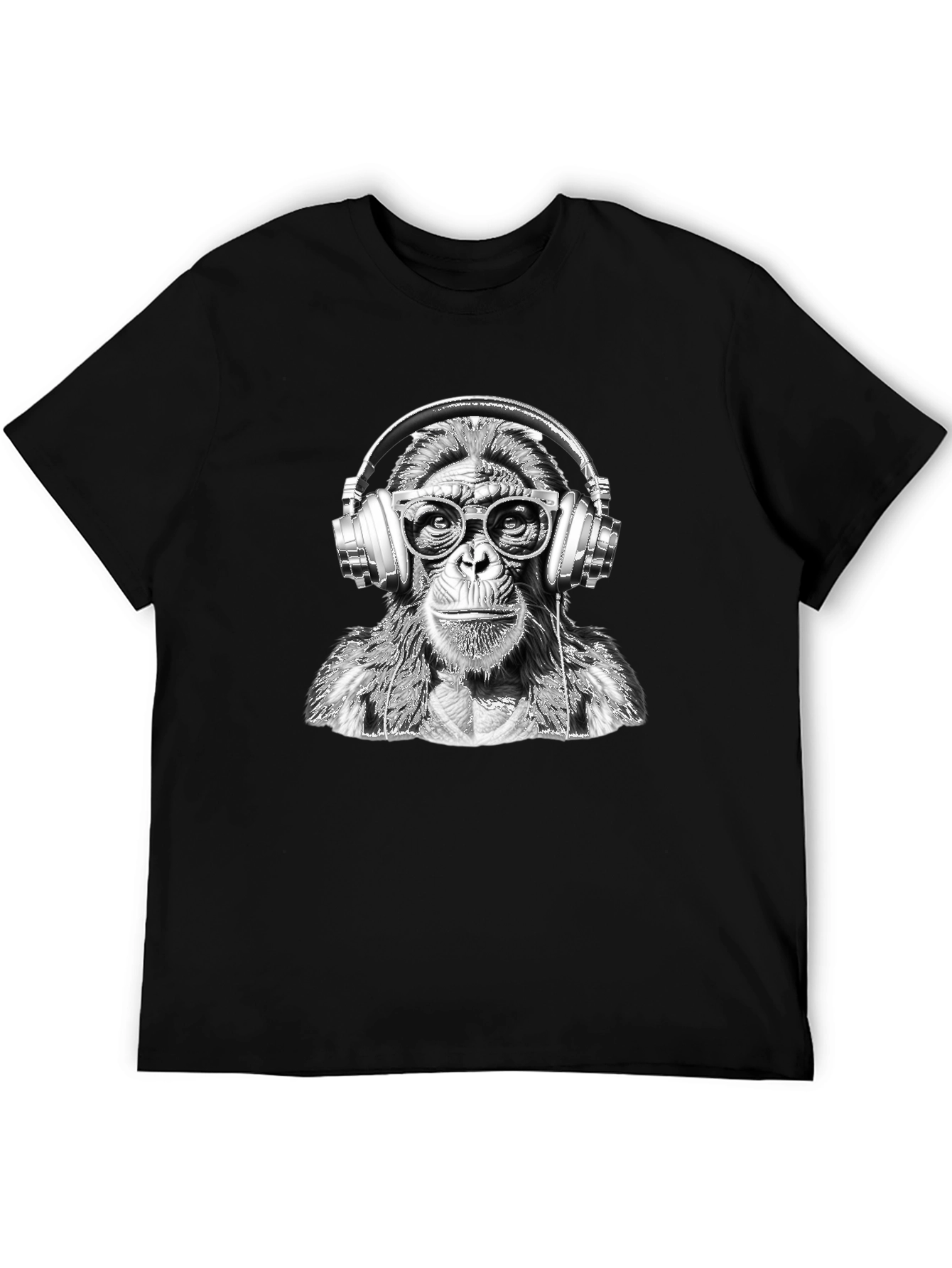 Monkey DJ Graphic Tee - Trendy Black T-Shirt