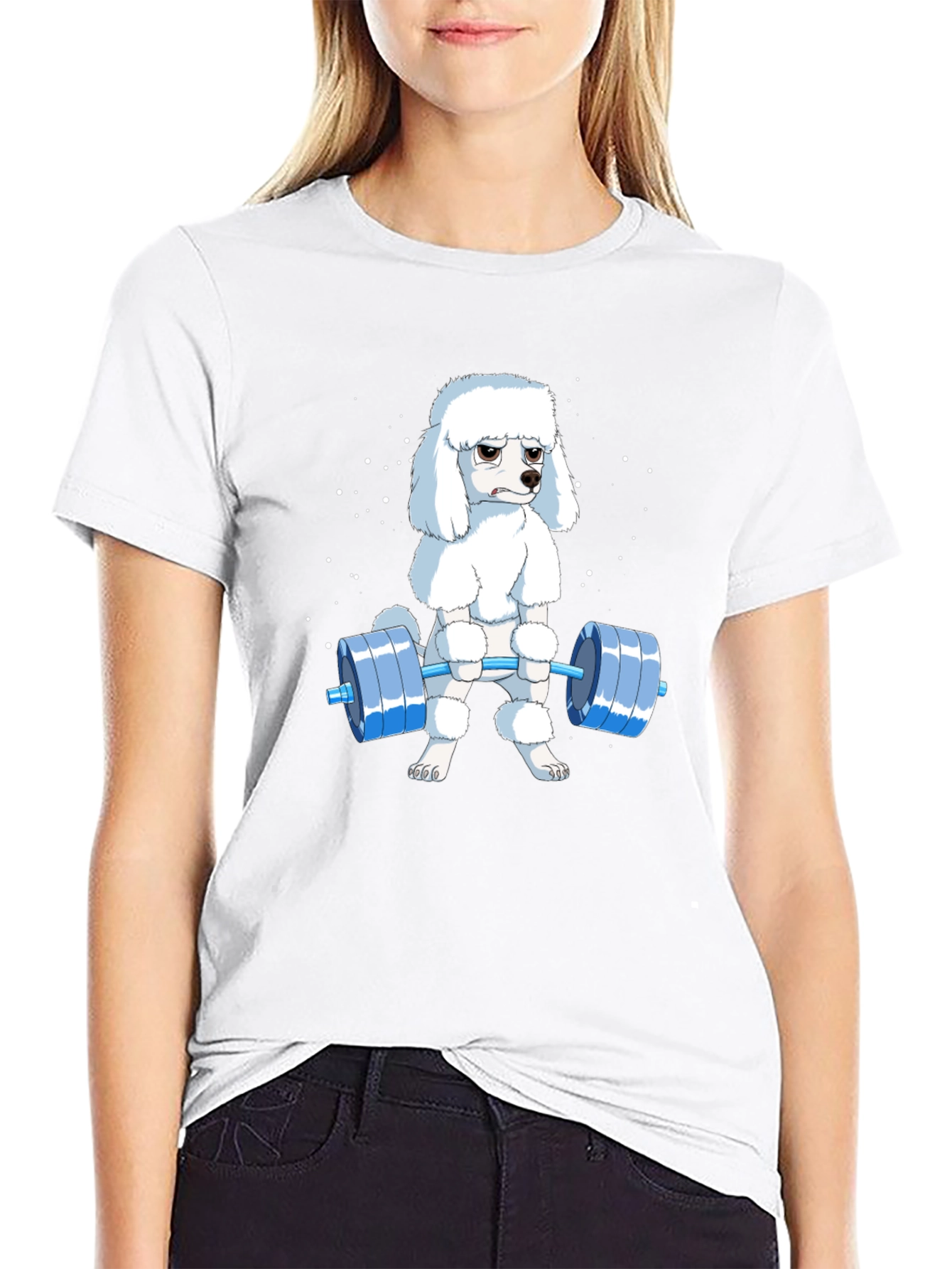 Poodle Lifting Weights Graphic T-Shirt - Black