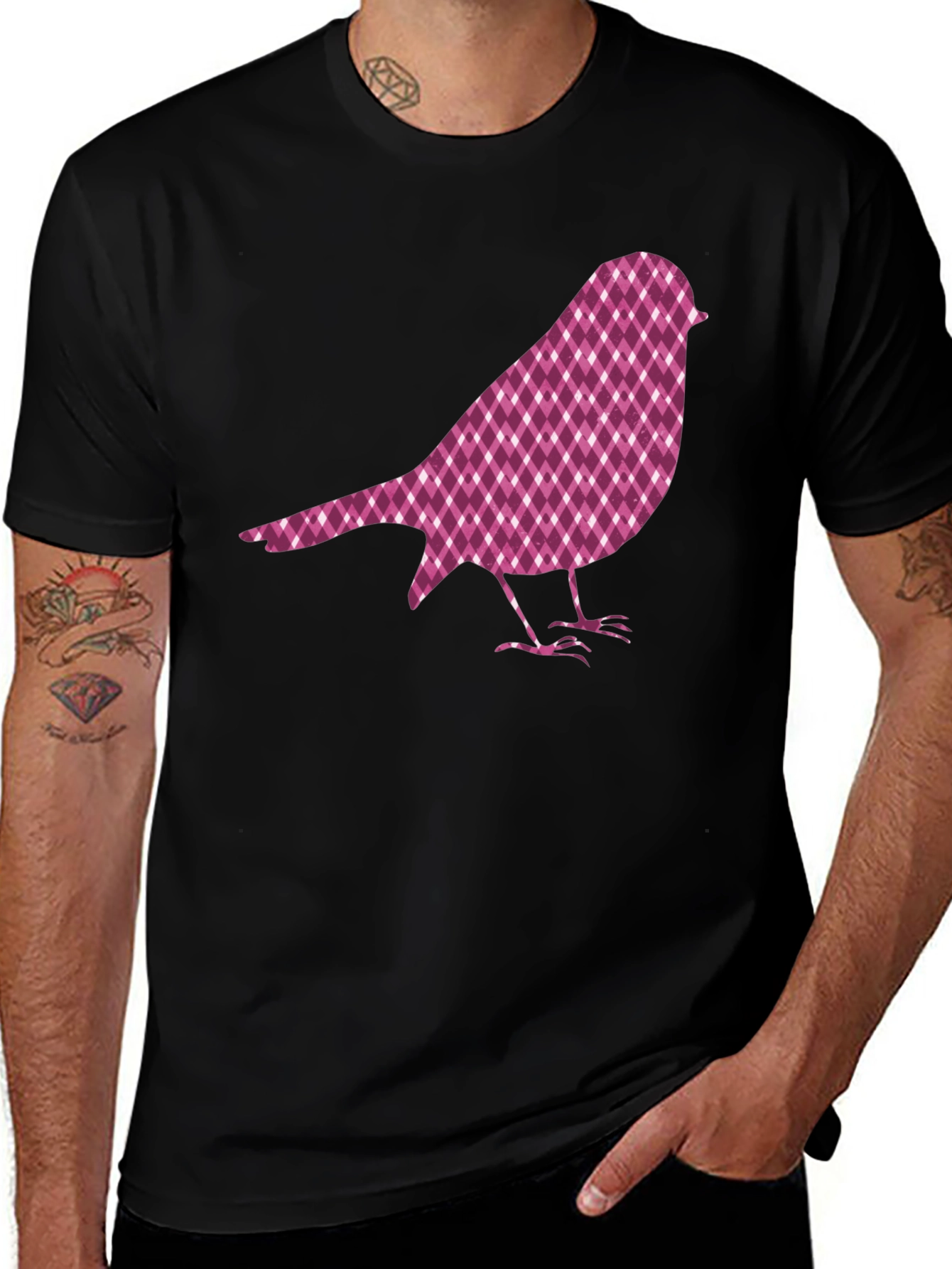 Bird Graphic Tee - Black Cotton Blend