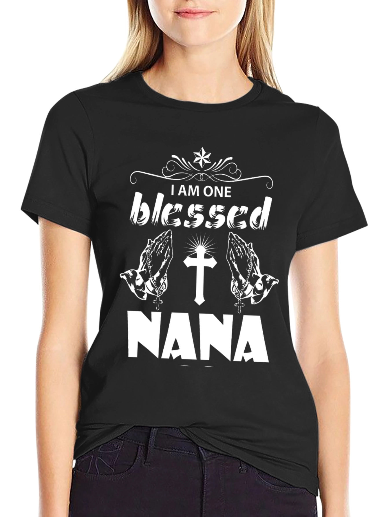 Blessed Nana T-Shirt - Black Cotton Tee