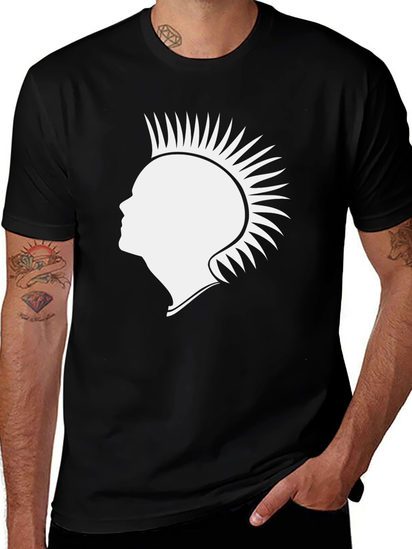 Punk Silhouette Graphic Tee - Black