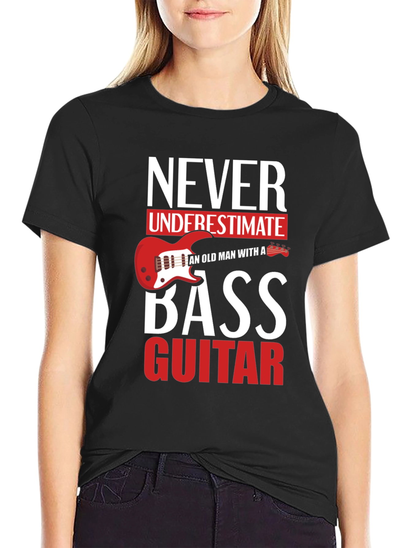 Never Underestimate Old Man With a Bass Guitar T-Shirt