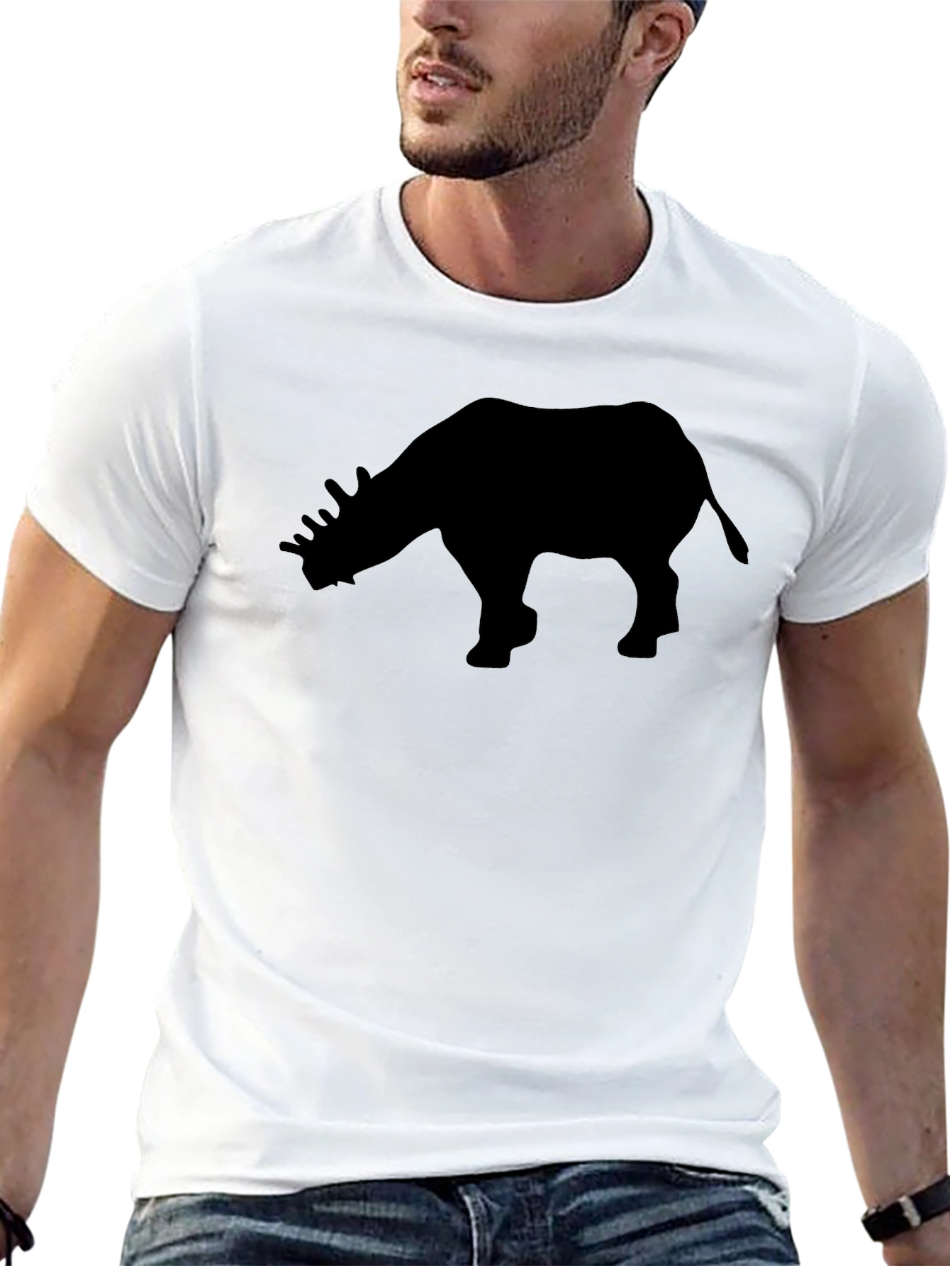 Rhino Silhouette Graphic Tee - Mens Black T-Shirt