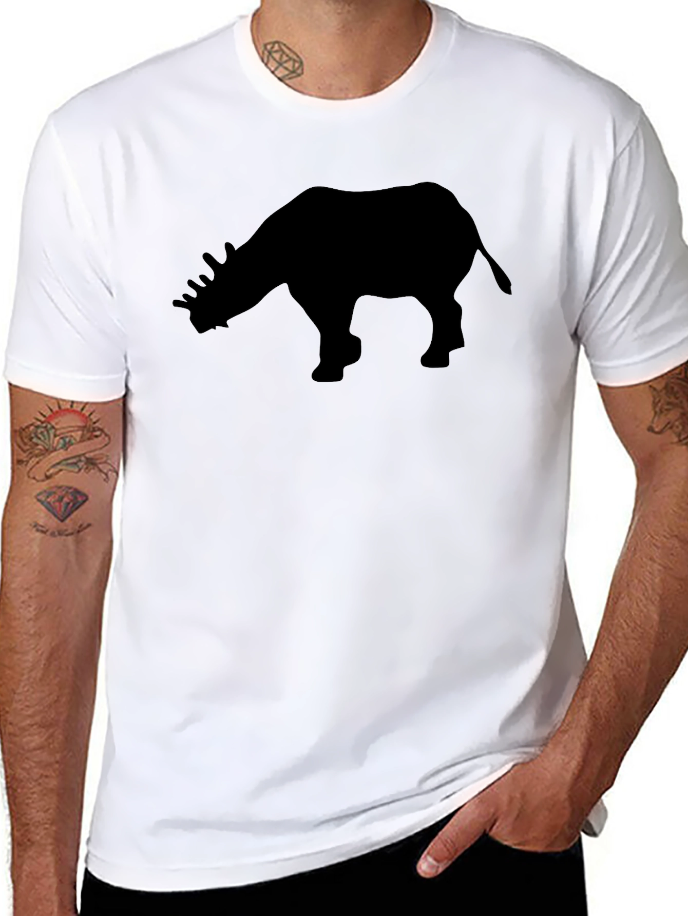 Rhino Silhouette Graphic Tee - Mens Black T-Shirt