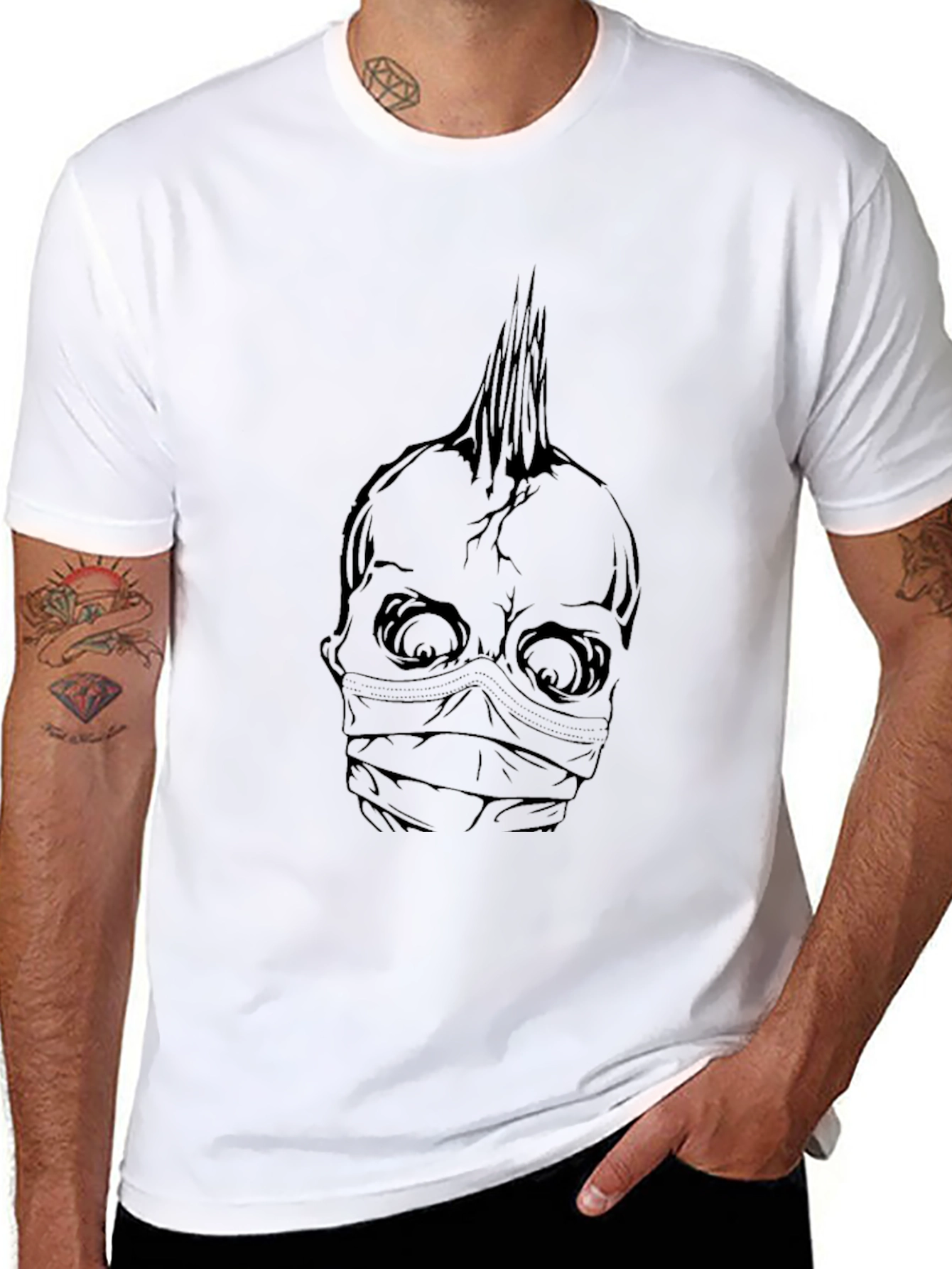 Edgy Skull Graphic Tee - Mens Black T-Shirt