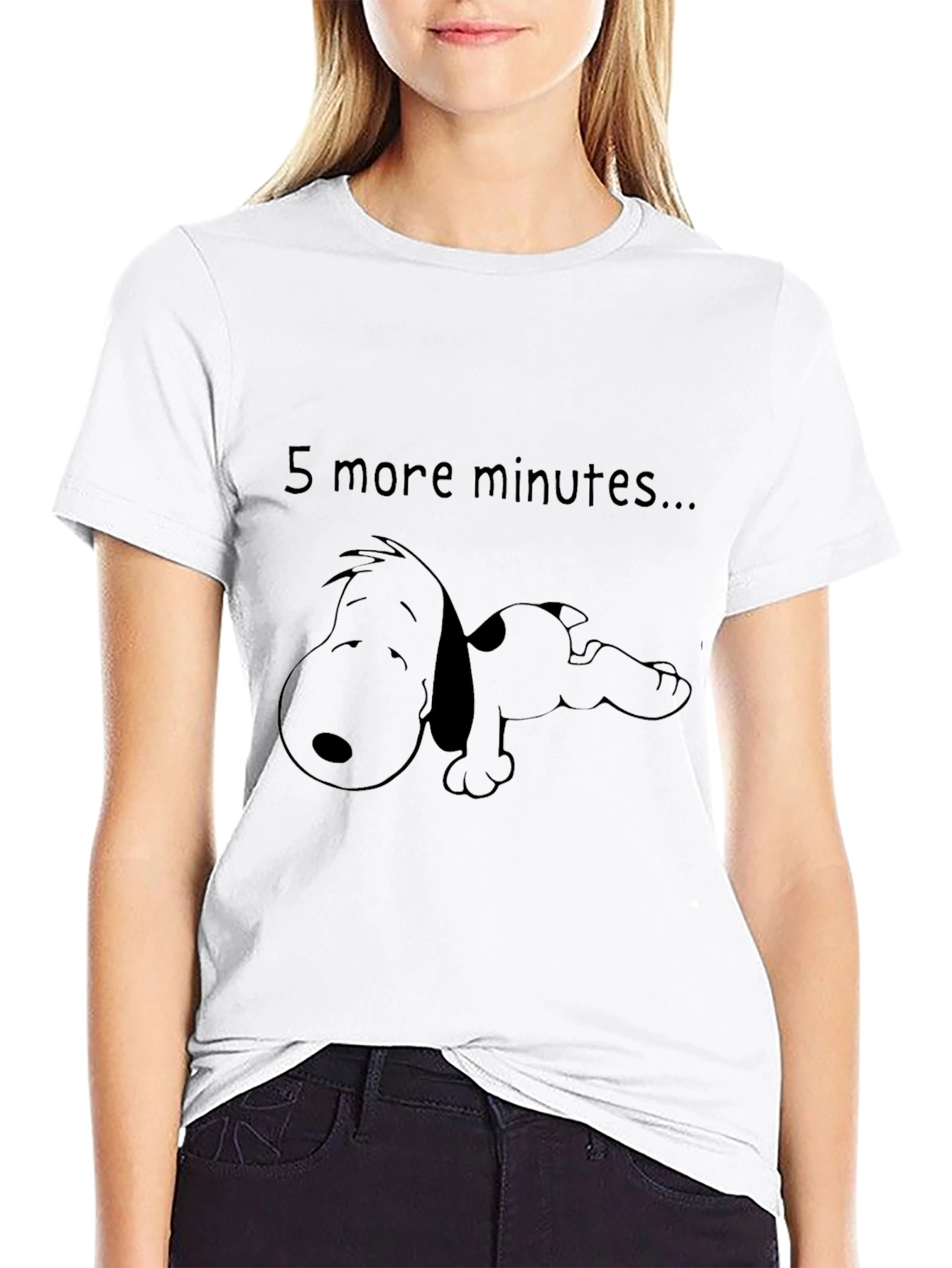 Snoopy 5 More Minutes Black T-Shirt