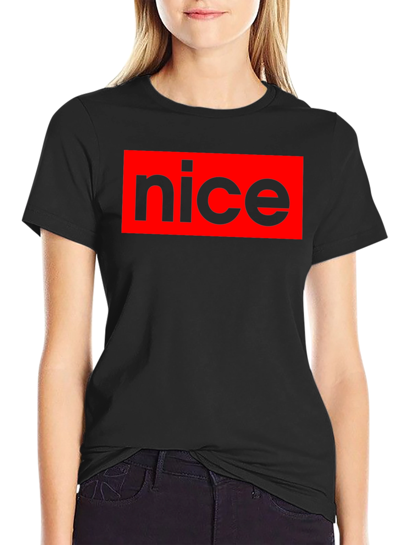 Nice Graphic T-Shirt - Black Crew Neck Tee