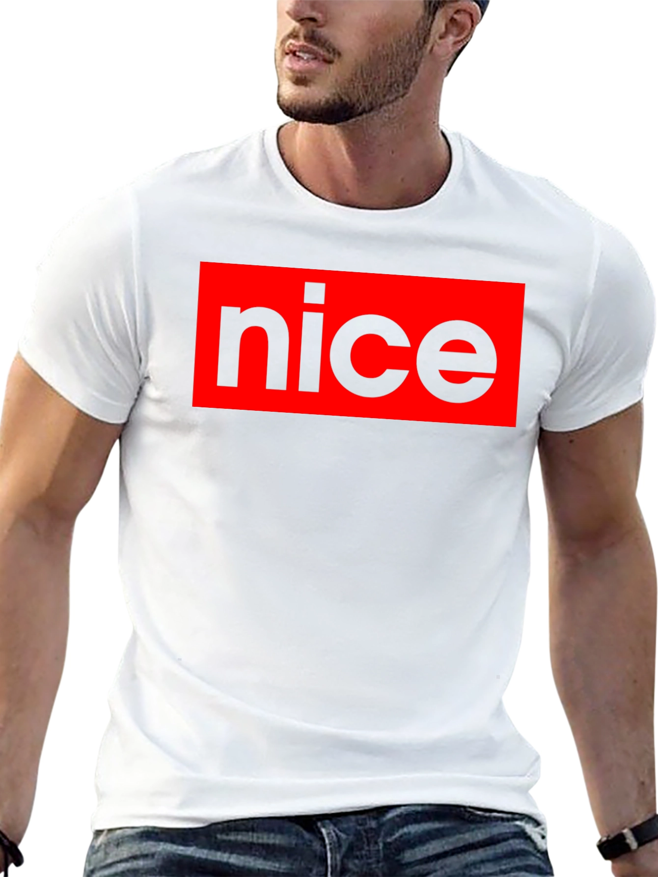Nice Graphic T-Shirt - Black Crew Neck Tee