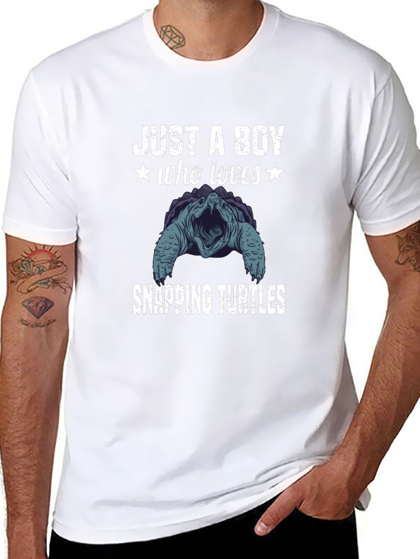 Boy Who Loves Snapping Turtles Graphic T-Shirt