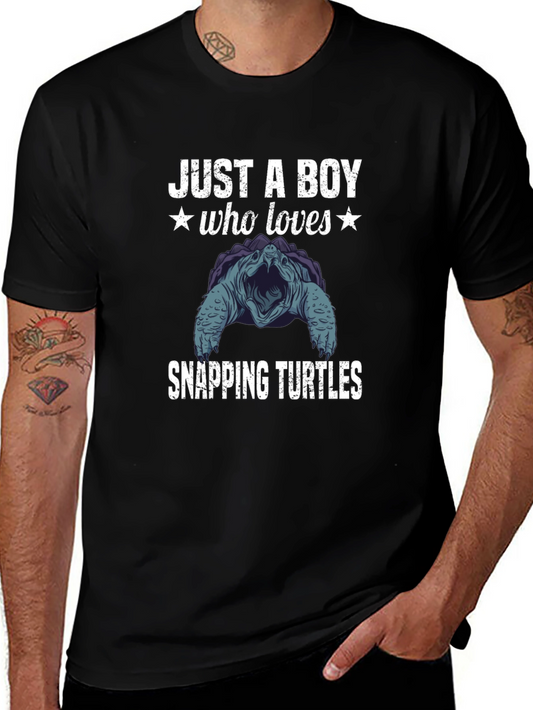 Boy Who Loves Snapping Turtles Graphic T-Shirt