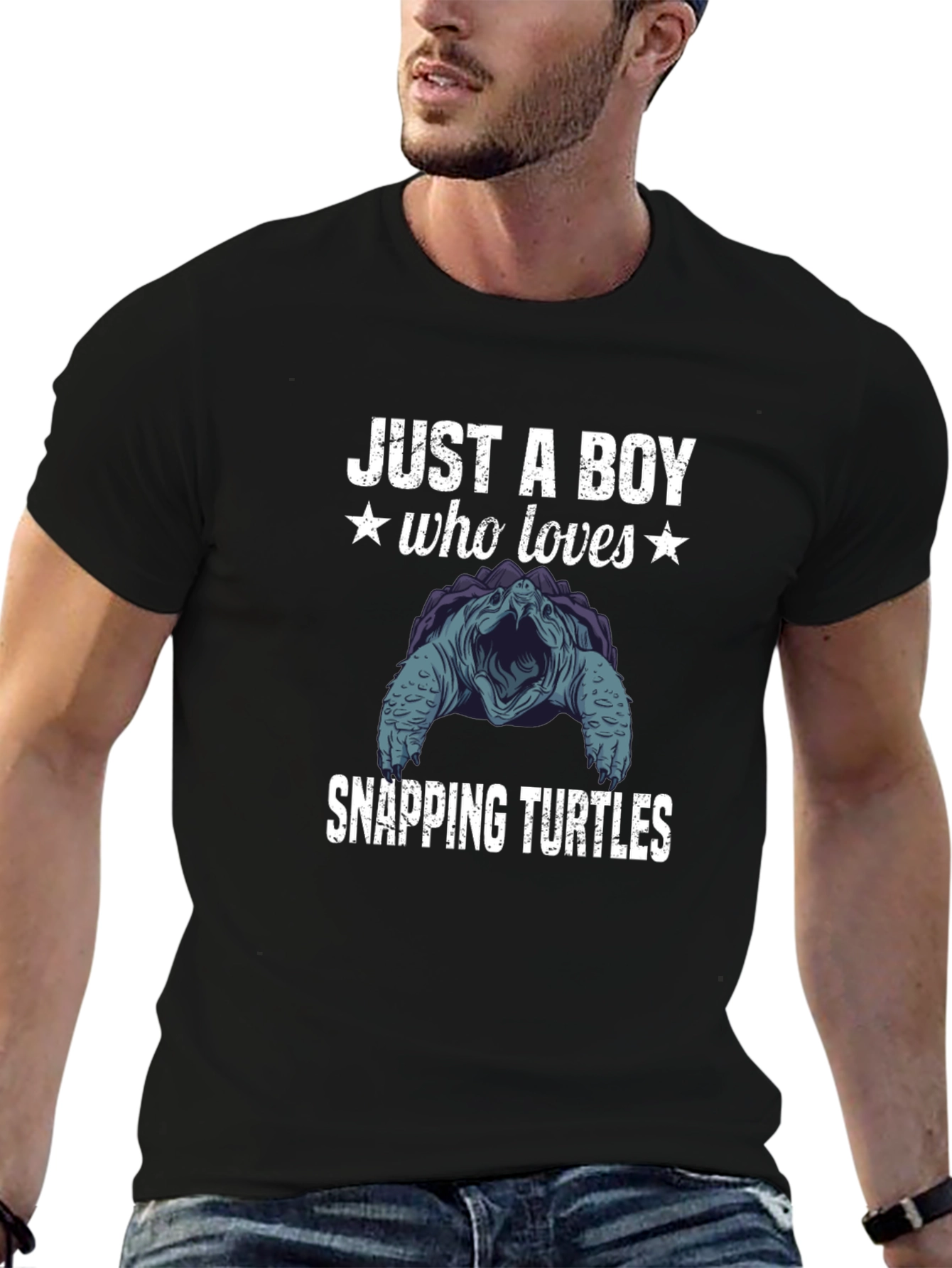 Boy Who Loves Snapping Turtles Graphic T-Shirt