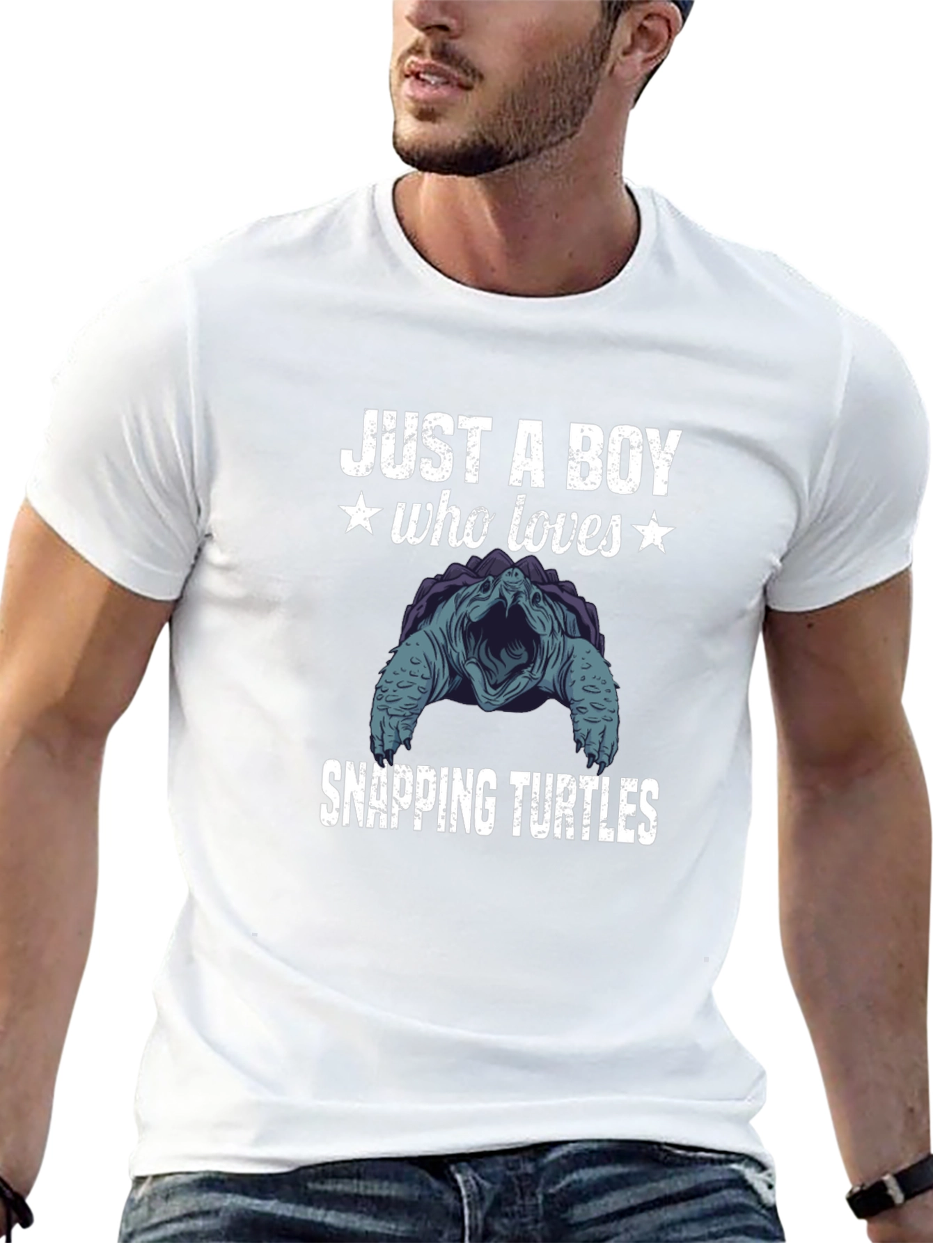 Boy Who Loves Snapping Turtles Graphic T-Shirt